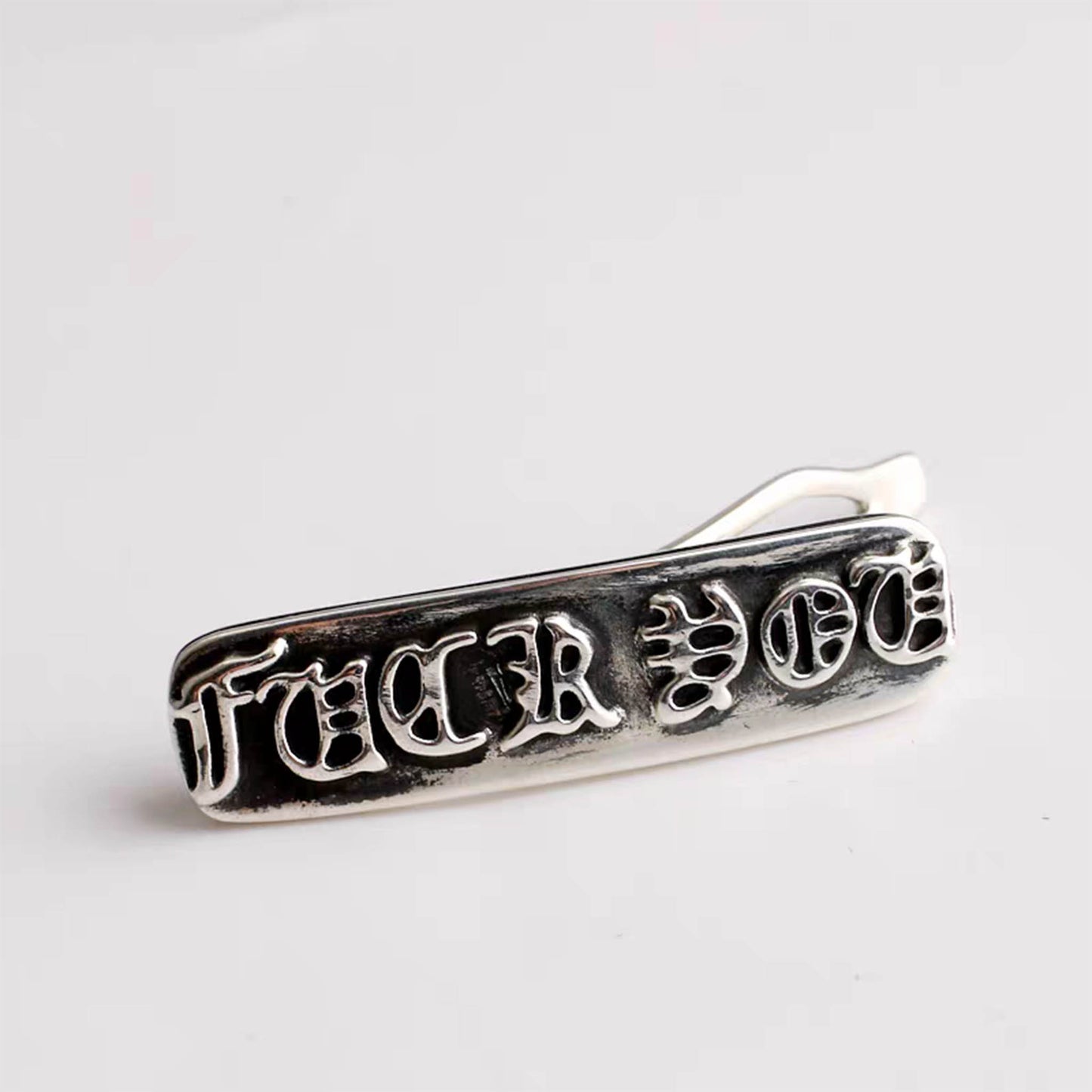 Chrome Hearts Gothic F*CK YOU Letters Hair Clip, Punk Statement Hairpin Sterling Silver Accessories