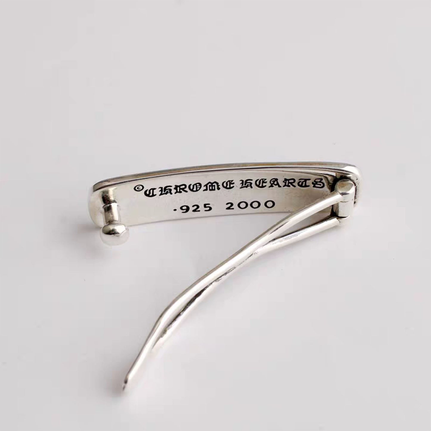 Chrome Hearts Gothic F*CK YOU Letters Hair Clip, Punk Statement Hairpin Sterling Silver Accessories