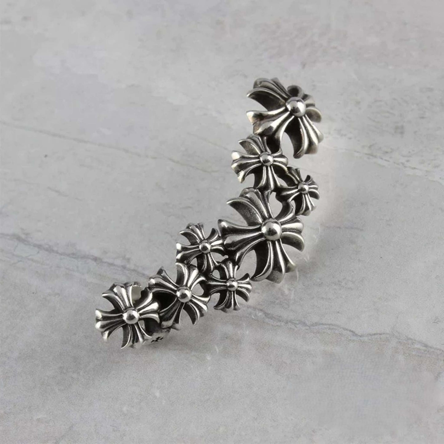 Chrome Hearts Gothic Multi-Crosses Earring, Sterling Silver Punk Statement Stud Earrings