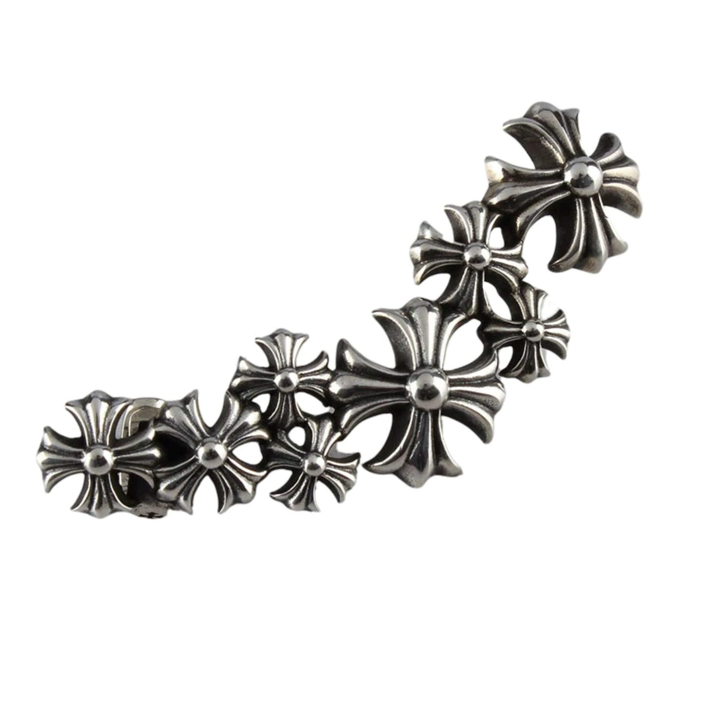 Chrome Hearts Gothic Multi-Crosses Earring, Sterling Silver Punk Statement Stud Earrings