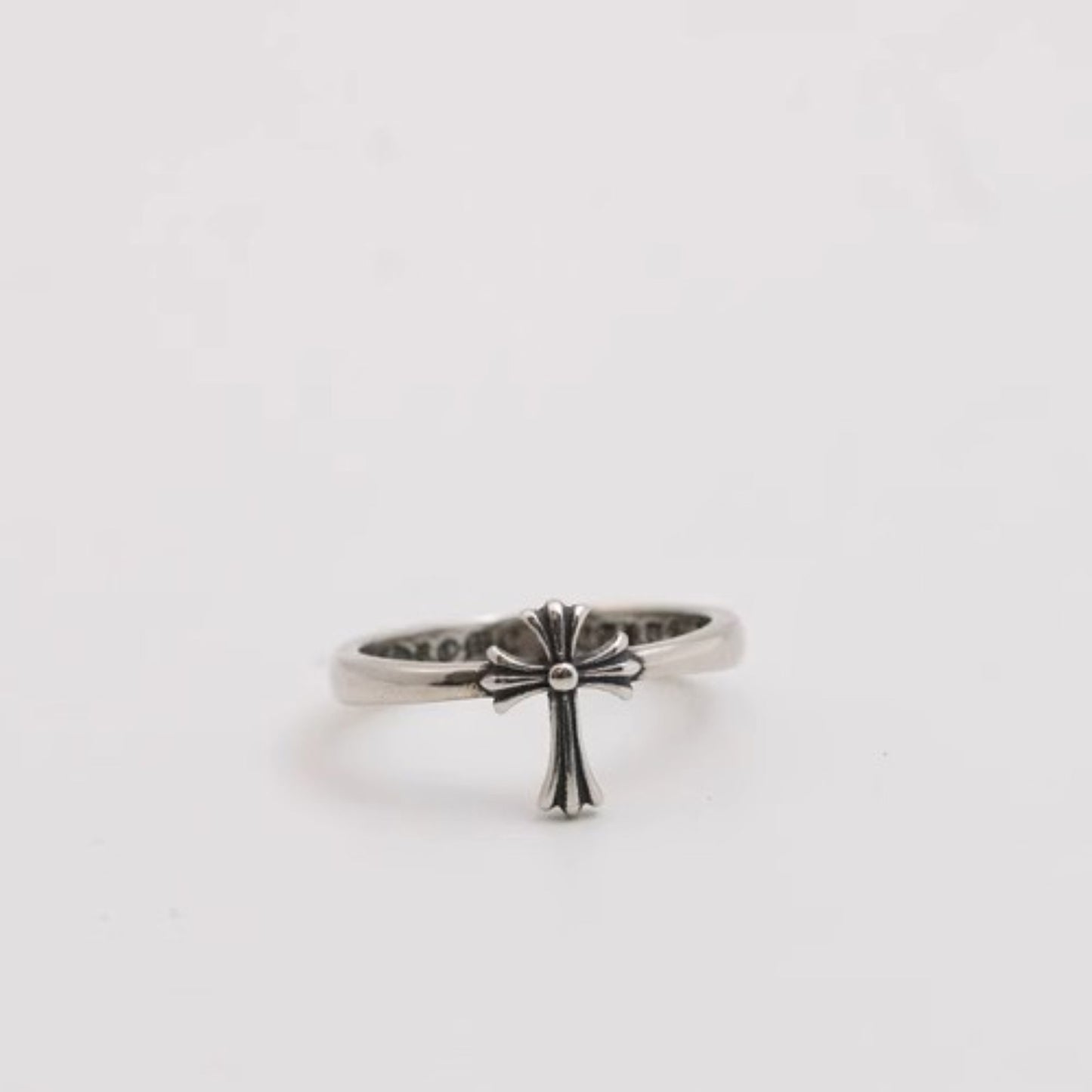 Sterling Silver Gothic Cross Tail Rings, Chrome Hearts Punk Statement Silver Pinky Ring