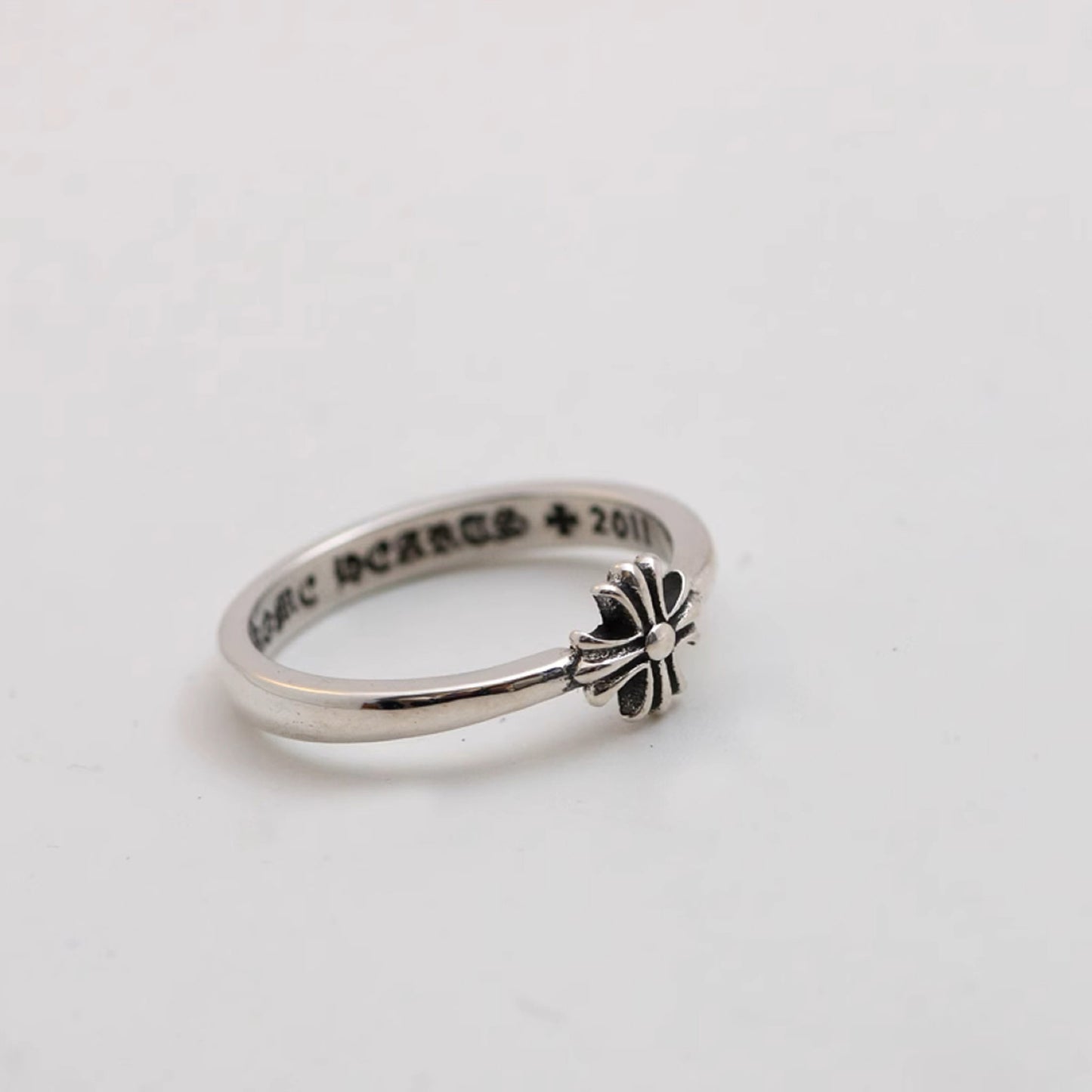 Sterling Silver Gothic Cross Tail Rings, Chrome Hearts Punk Statement Silver Pinky Ring