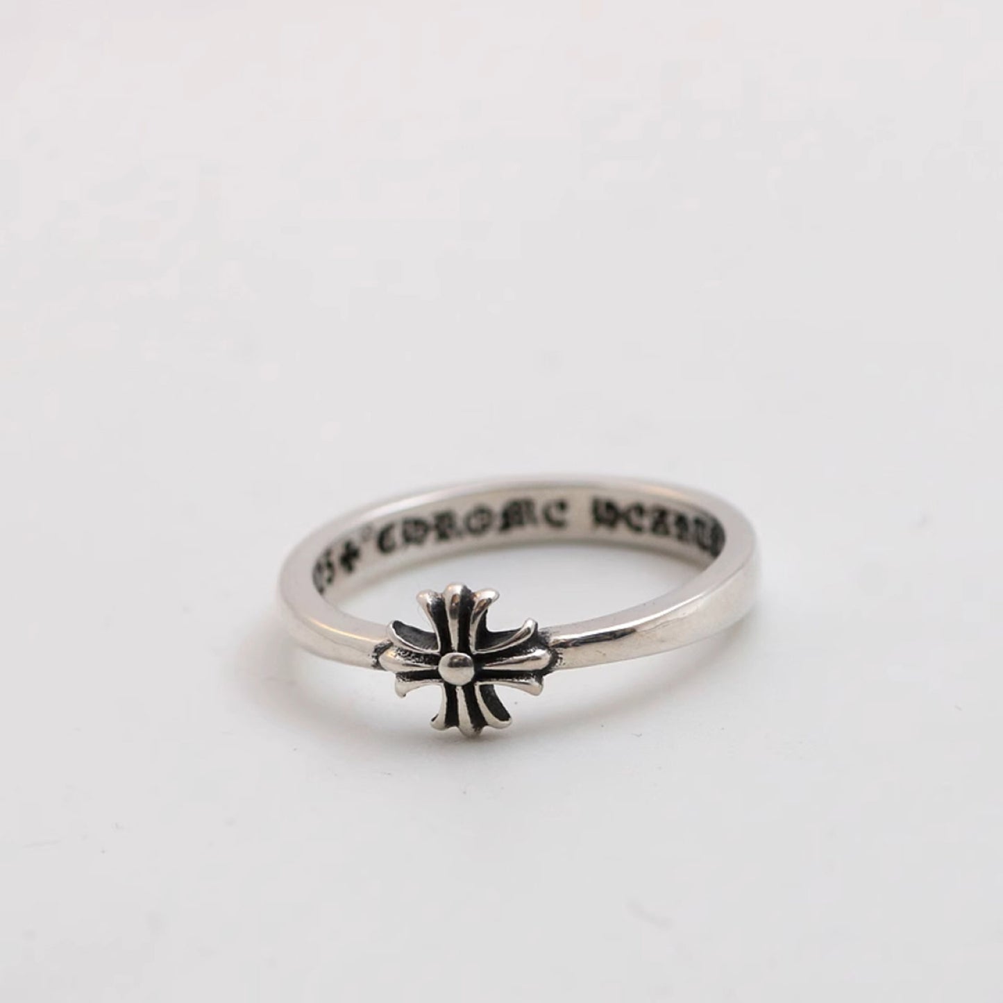 Sterling Silver Gothic Cross Tail Rings, Chrome Hearts Punk Statement Silver Pinky Ring