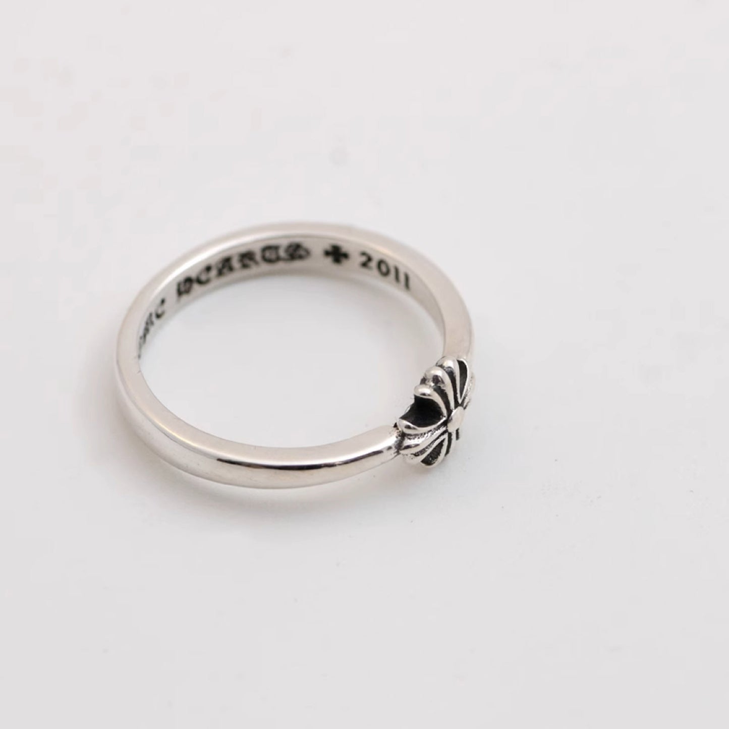 Sterling Silver Gothic Cross Tail Rings, Chrome Hearts Punk Statement Silver Pinky Ring