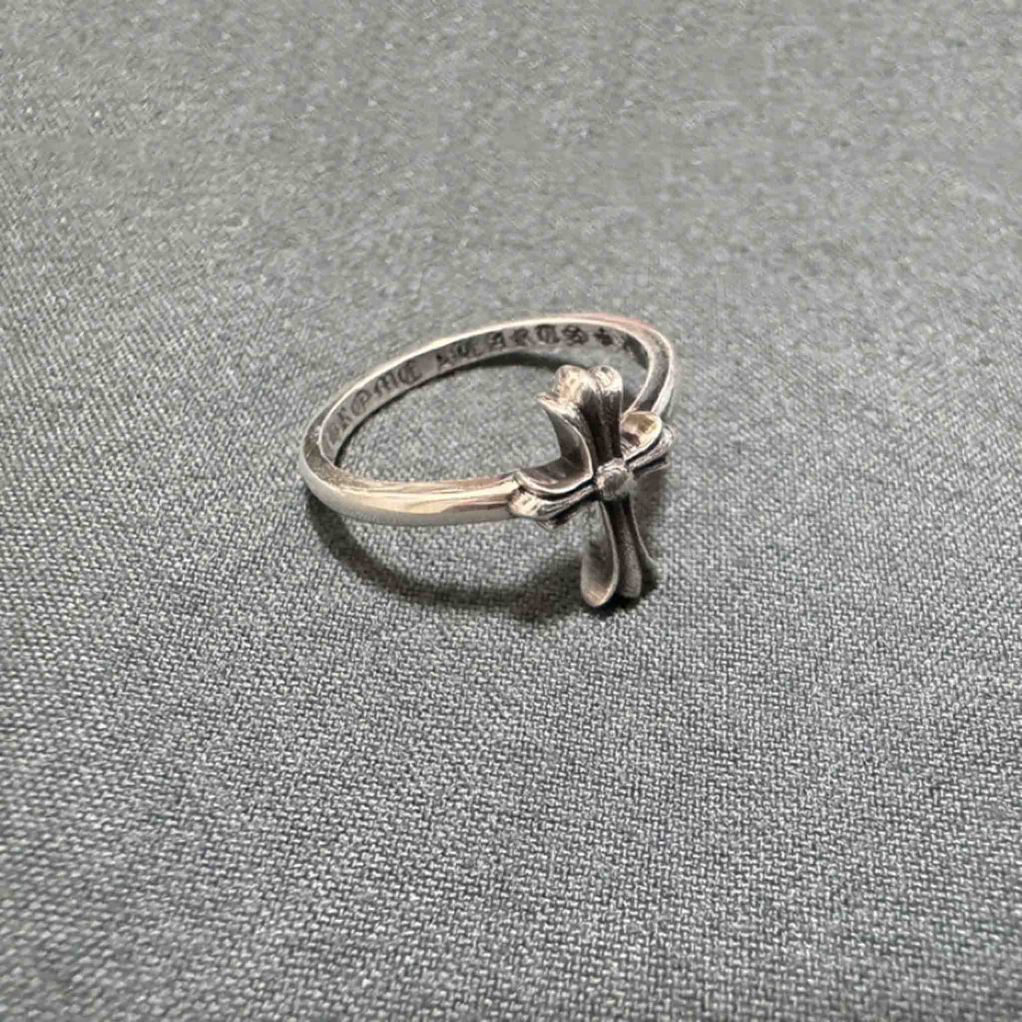 Sterling Silver Gothic Cross Tail Rings, Chrome Hearts Punk Statement Silver Pinky Ring