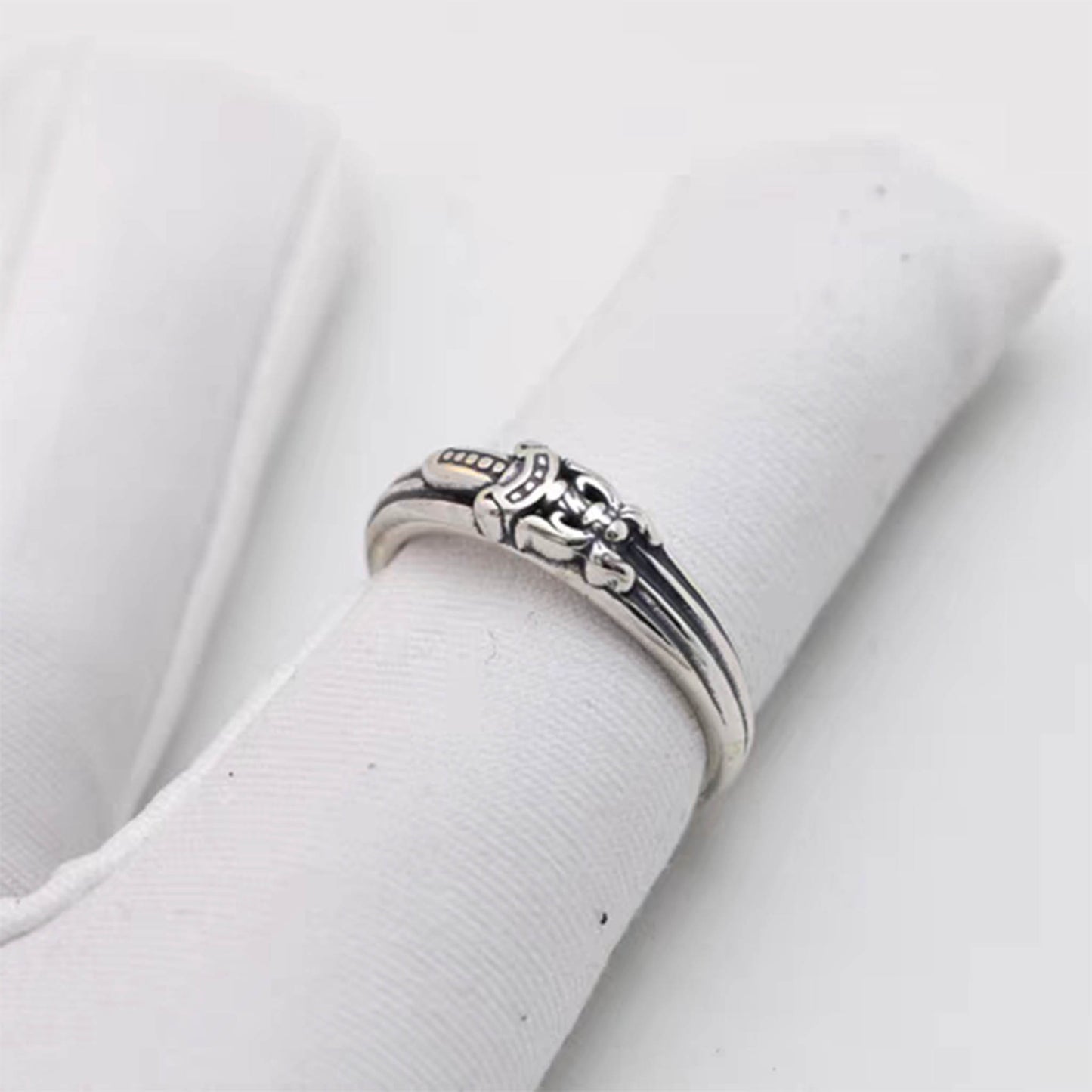 Sterling Silver Gothic Dagger Tail Ring, Chrome Hearts Punk Statement Silver Pinky Ring