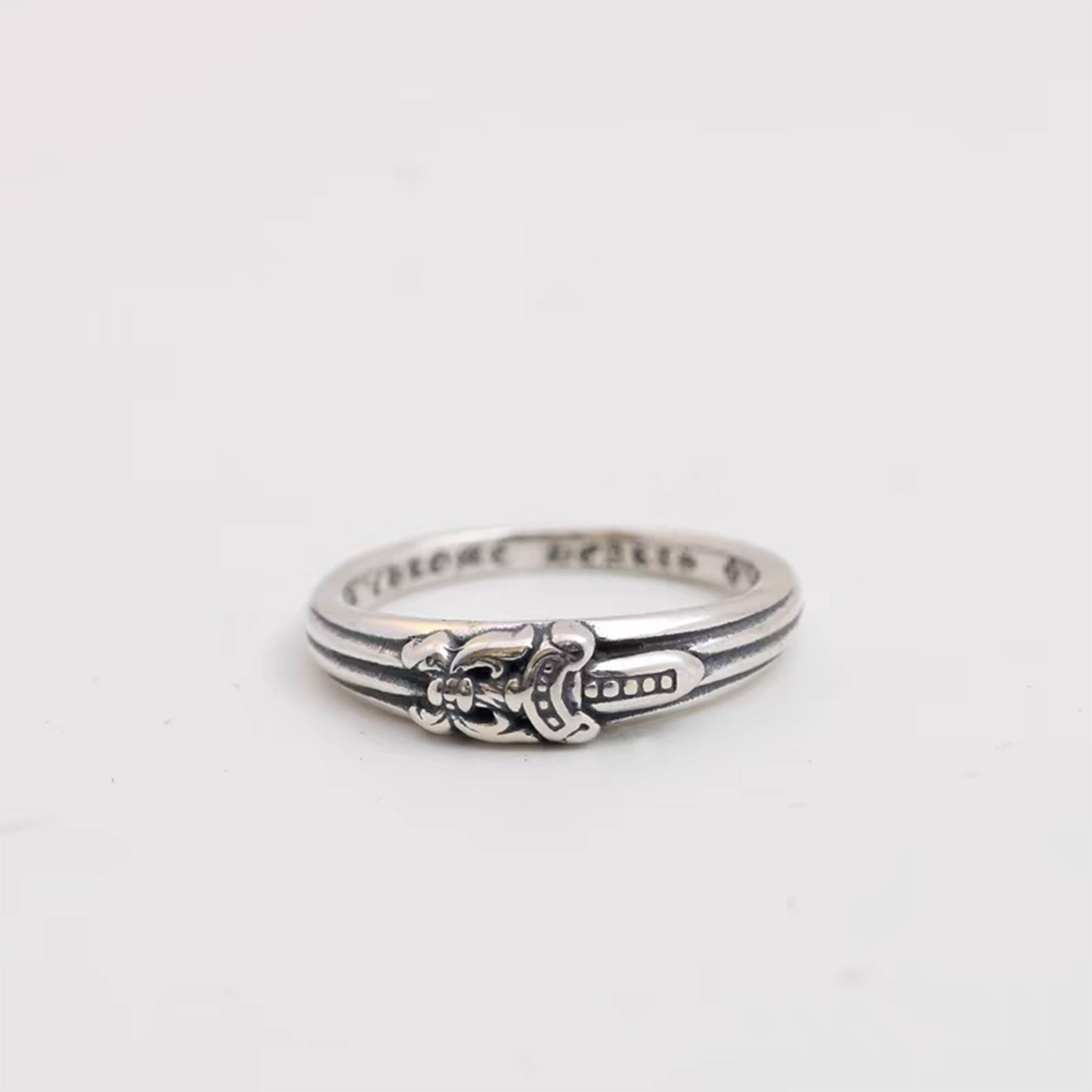 Sterling Silver Gothic Dagger Tail Ring, Chrome Hearts Punk Statement Silver Pinky Ring