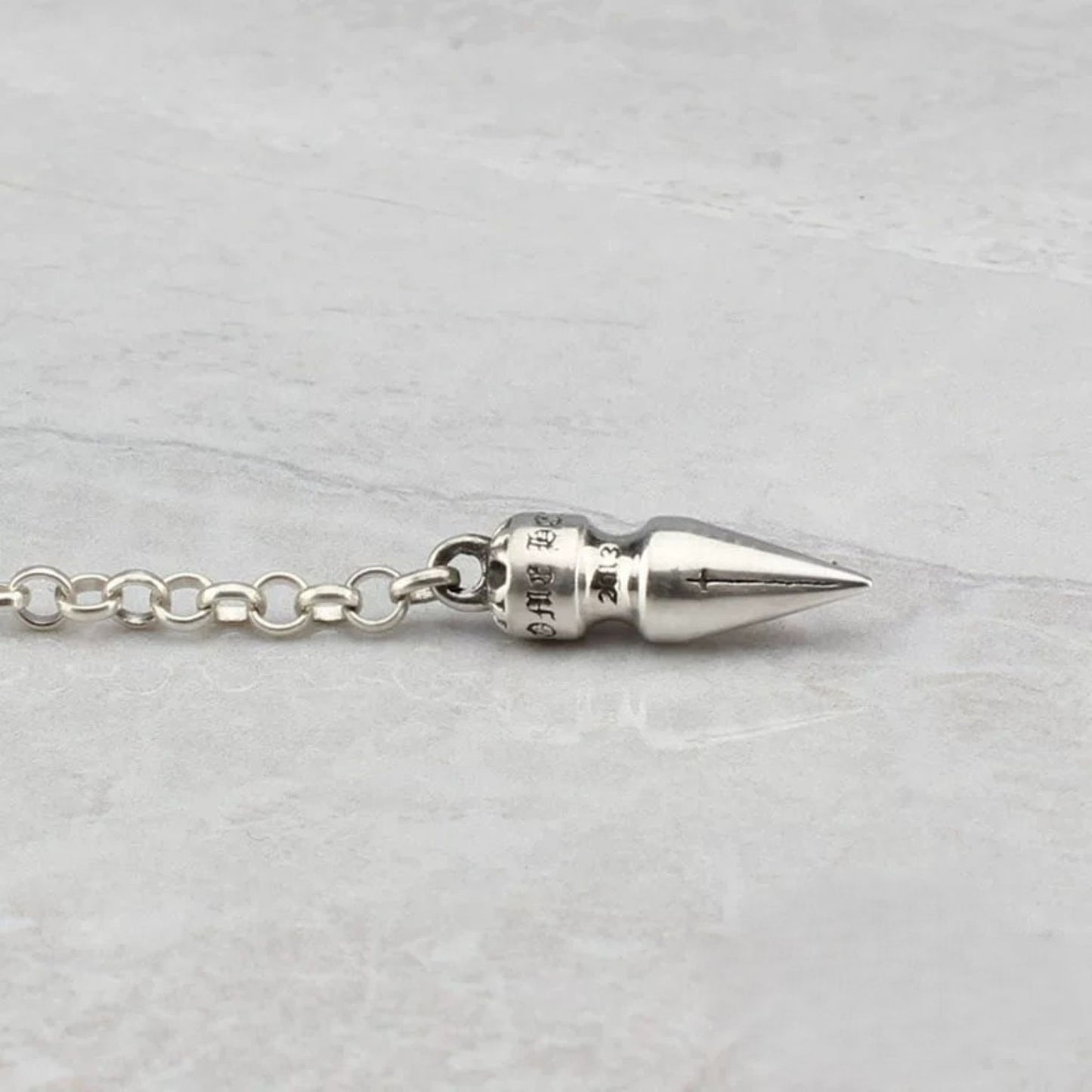 Chrome Hearts Bullet Pendant Long Chain Earring, CH Sterling Silver Punk Statement Earrings