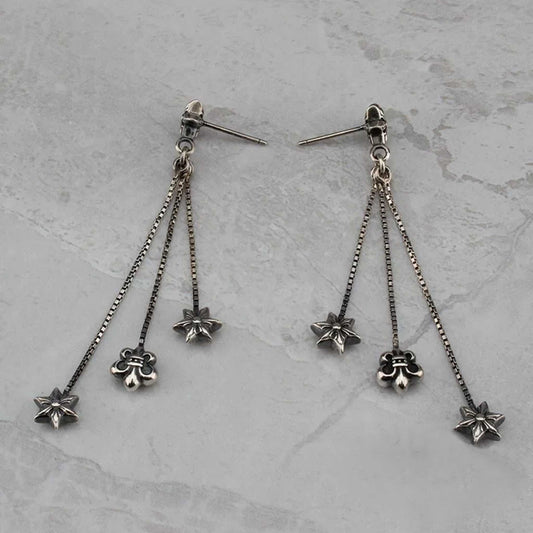 Sterling Silver Tassel Earring, Chrome Hearts Gothic Punk Statement Drop Dangle Earrings