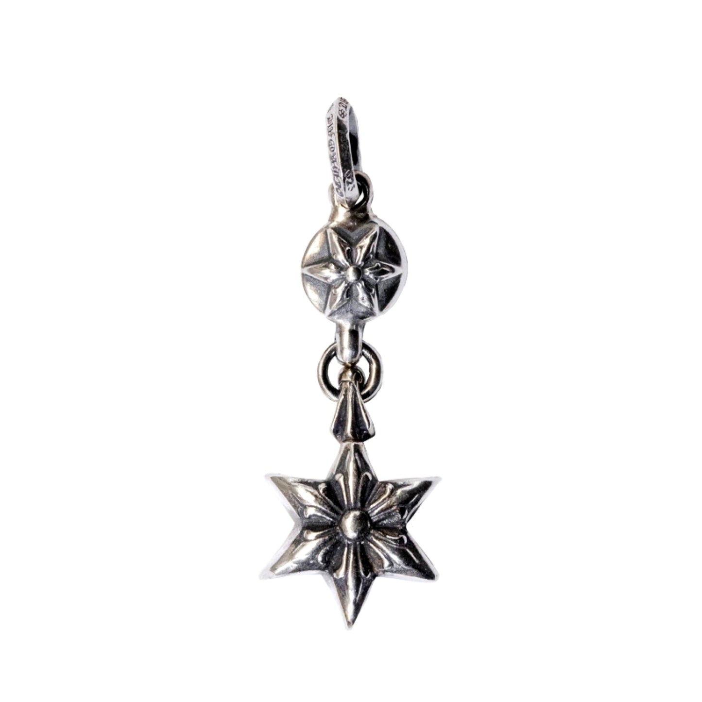 Chrome Hearts Hexagon Star Necklace Pendant, 925 Silver Punk Statement Charm