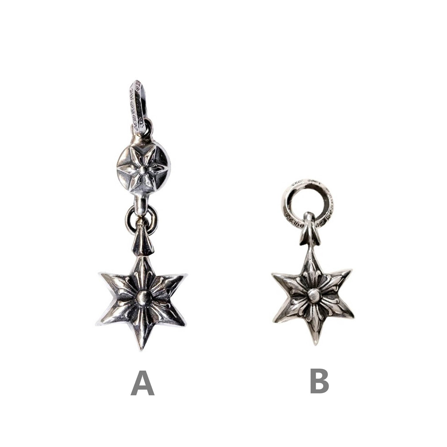 Chrome Hearts Hexagon Star Necklace Pendant, 925 Silver Punk Statement Charm