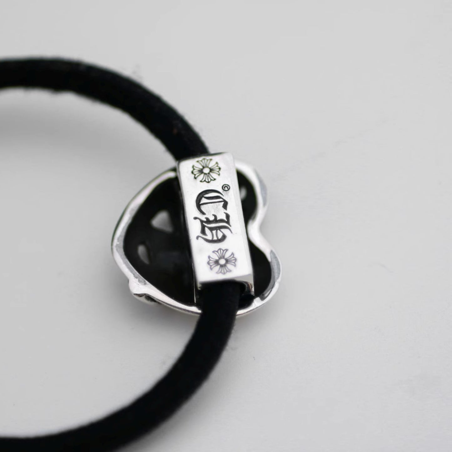 Chrome Hearts Hollow Heart Hair Ties & Bracelets, Sterling Silver Punk Statement Ponytail Holder