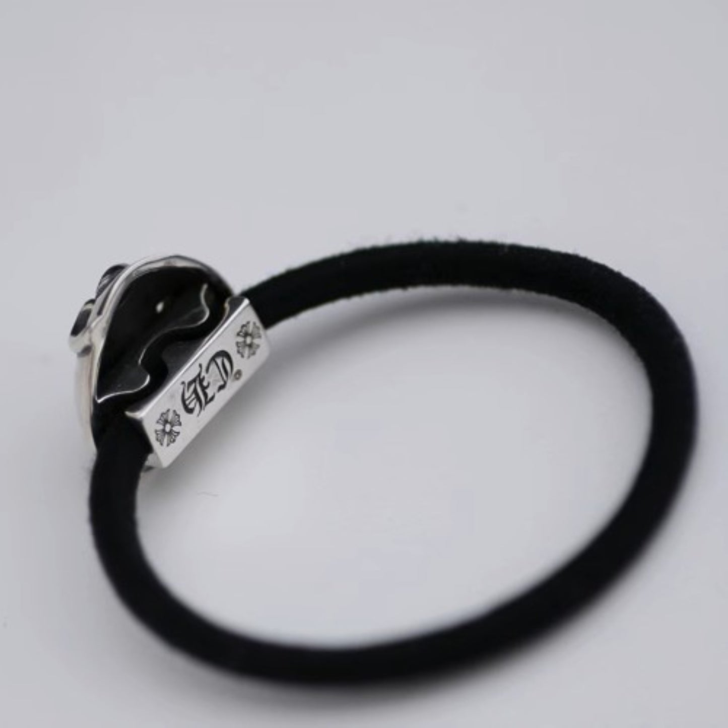 Chrome Hearts Hollow Heart Hair Ties & Bracelets, Sterling Silver Punk Statement Ponytail Holder