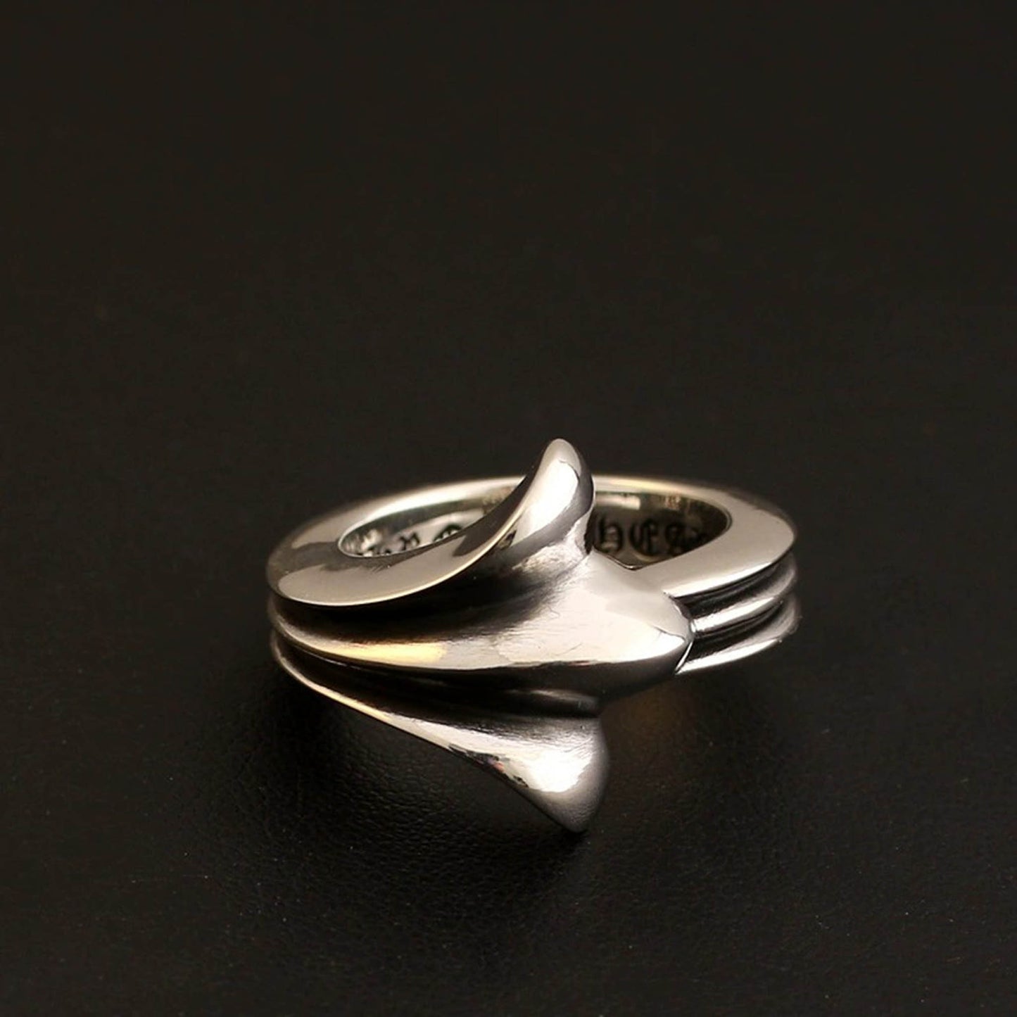 Sterling Silver Gothic Iris Ring, Chrome Hearts Punk Statement Rings