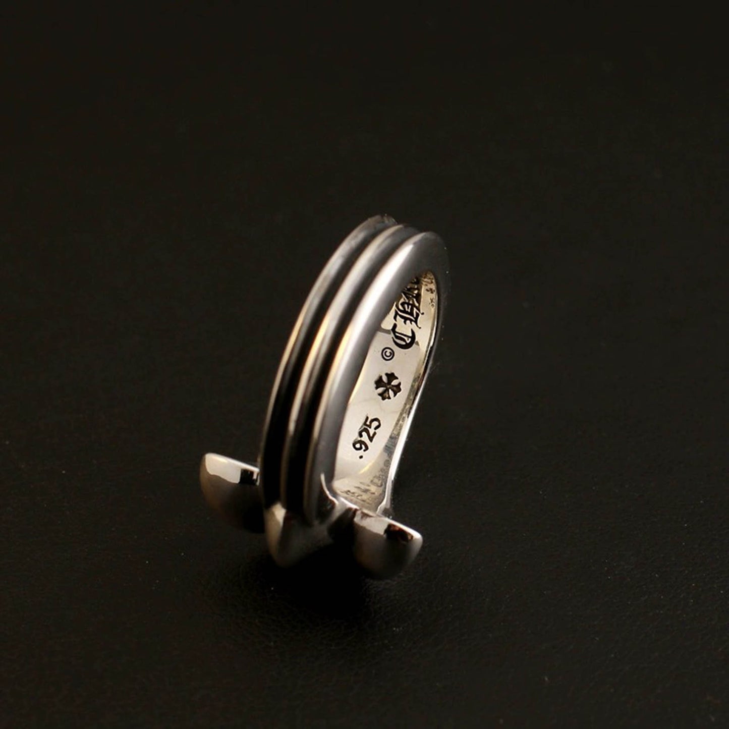 Sterling Silver Gothic Iris Ring, Chrome Hearts Punk Statement Rings