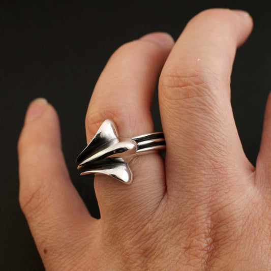 Sterling Silver Gothic Iris Ring, Chrome Hearts Punk Statement Rings