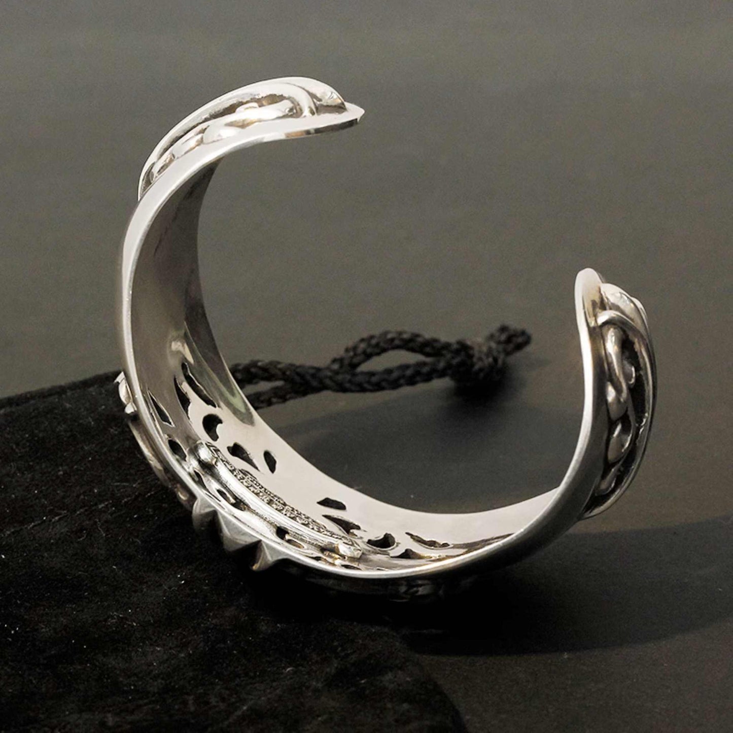 925 Silver Gothic Cross Chunky Open Bracelet, Chrome Hearts Domineering Punk Statement Bangle