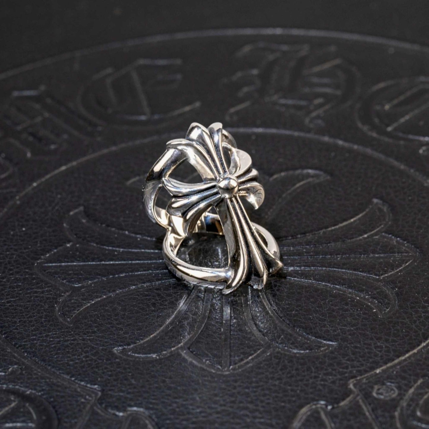 Chrome Hearts Infinity Ring, 925 Silver Cross Punk Statement Ring for Couples