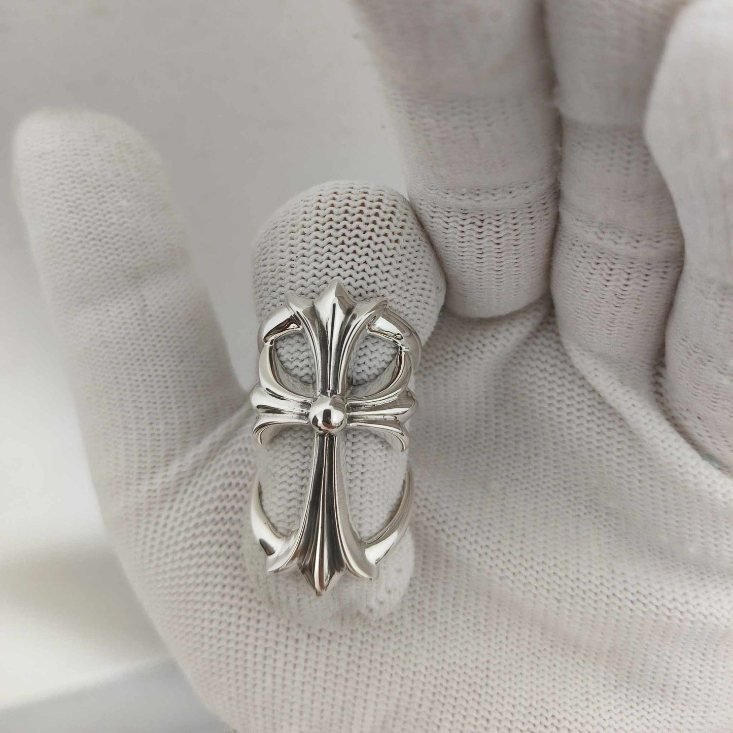 Chrome Hearts Infinity Ring, 925 Silver Cross Punk Statement Ring for Couples