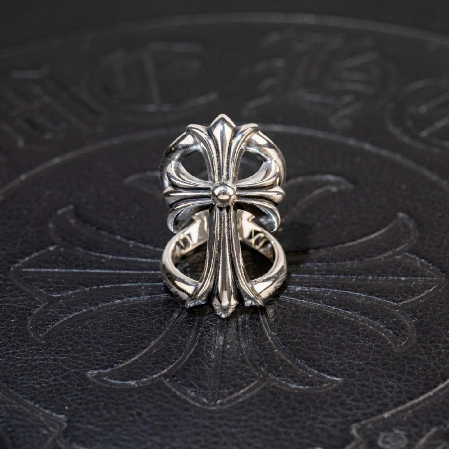 Chrome Hearts Infinity Ring, 925 Silver Cross Punk Statement Ring for Couples