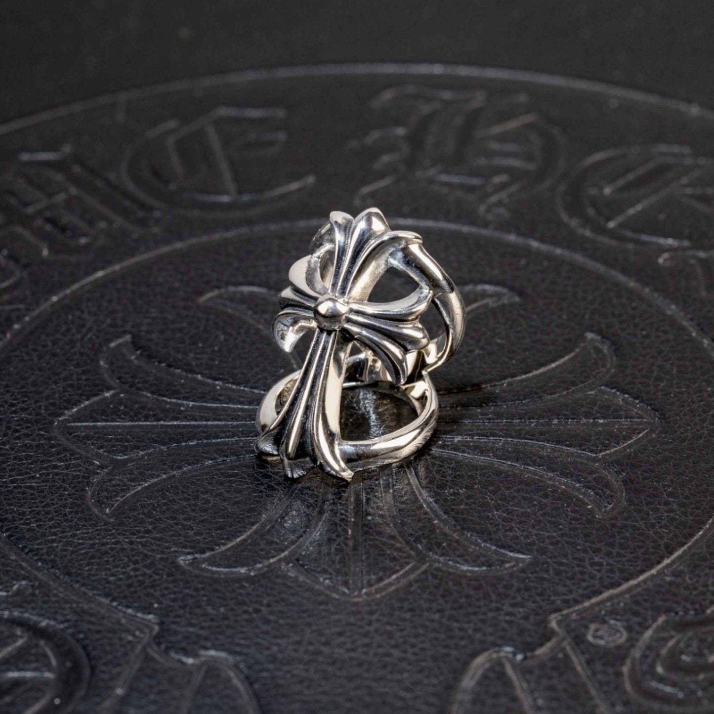 Chrome Hearts Infinity Ring, 925 Silver Cross Punk Statement Ring for Couples