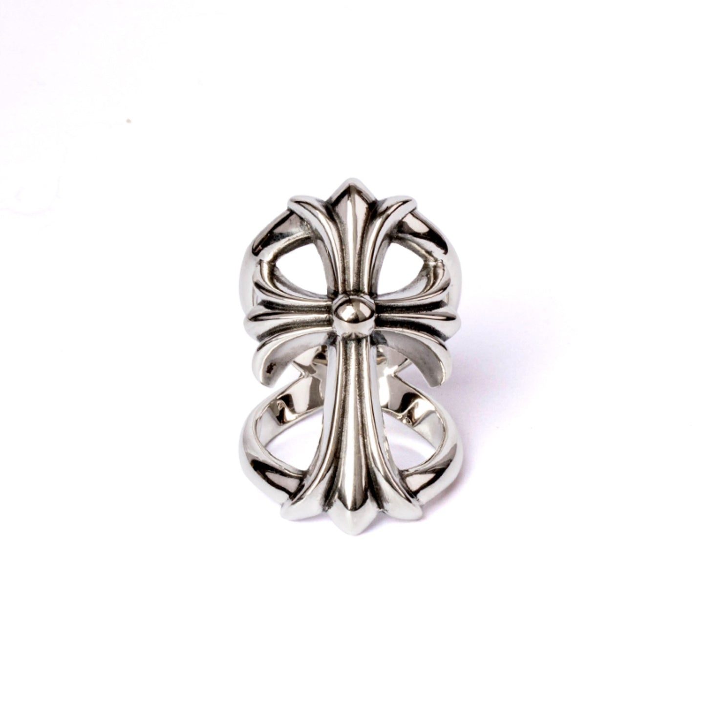 Chrome Hearts Infinity Ring, 925 Silver Cross Punk Statement Ring for Couples