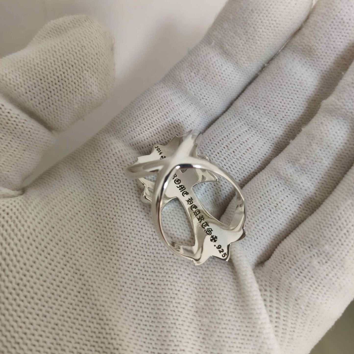 Chrome Hearts Infinity Ring, 925 Silver Cross Punk Statement Ring for Couples