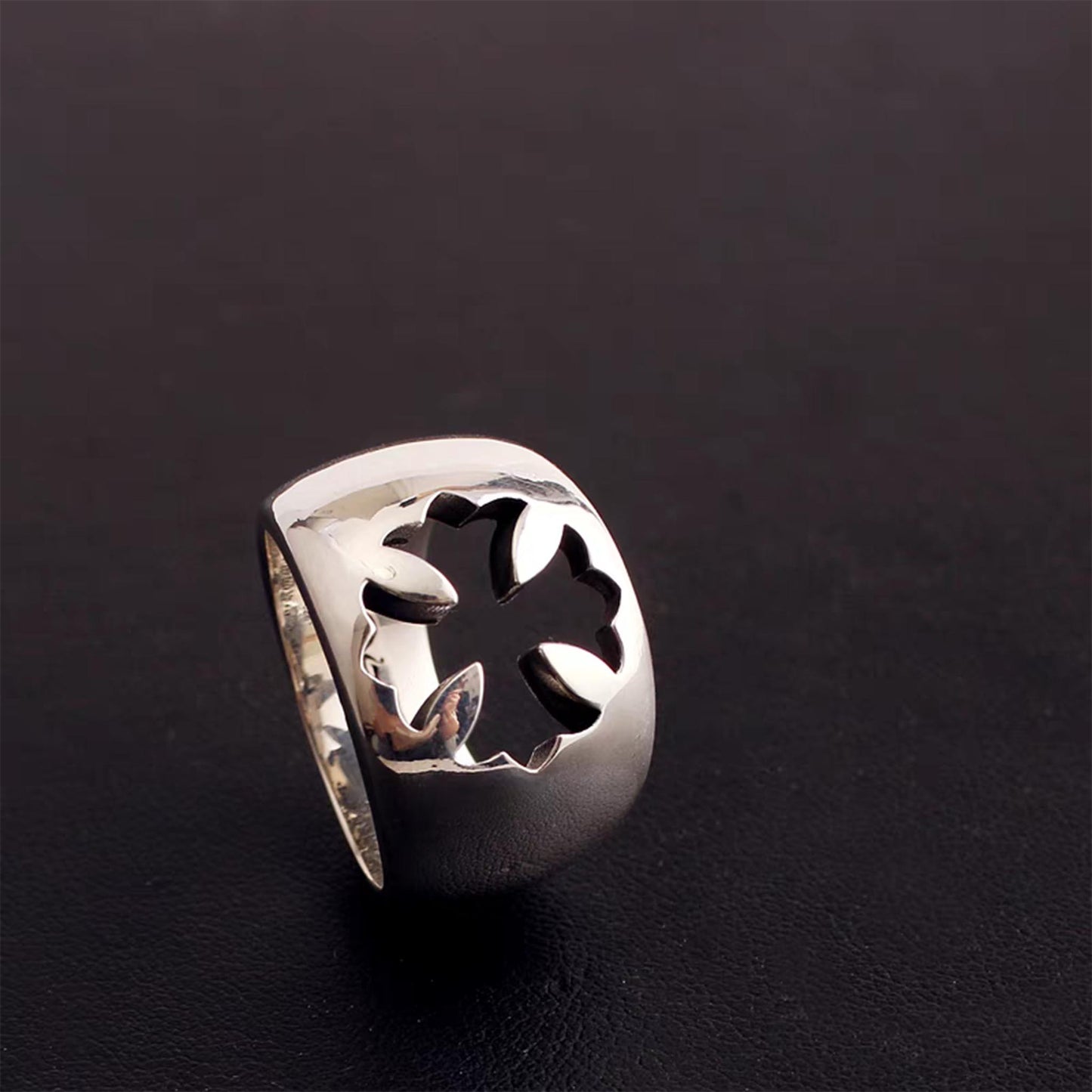 Chrome Hearts Large Hollow Cross Ring, Sterling Silver Punk Statement Rings