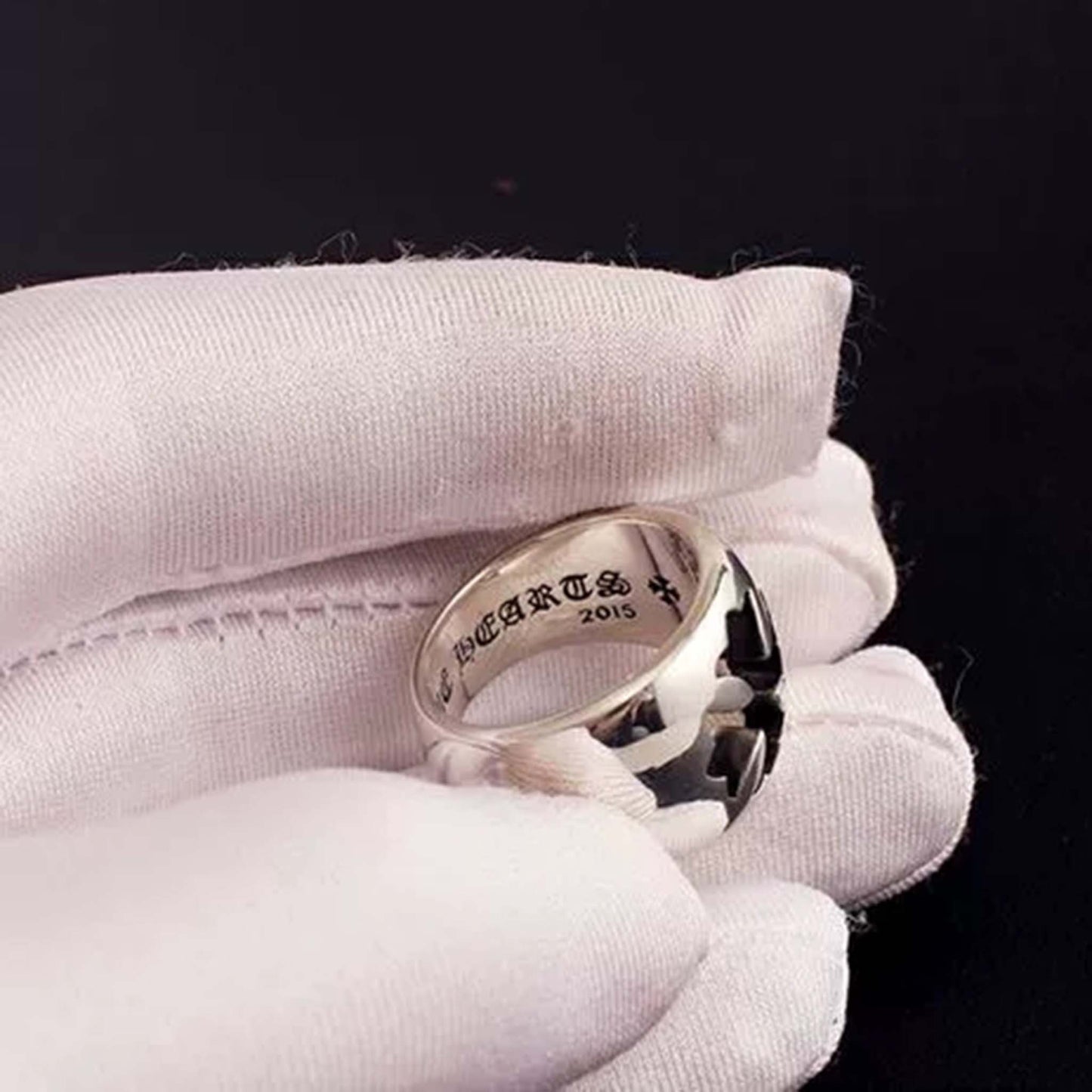 Chrome Hearts Large Hollow Cross Ring, Sterling Silver Punk Statement Rings