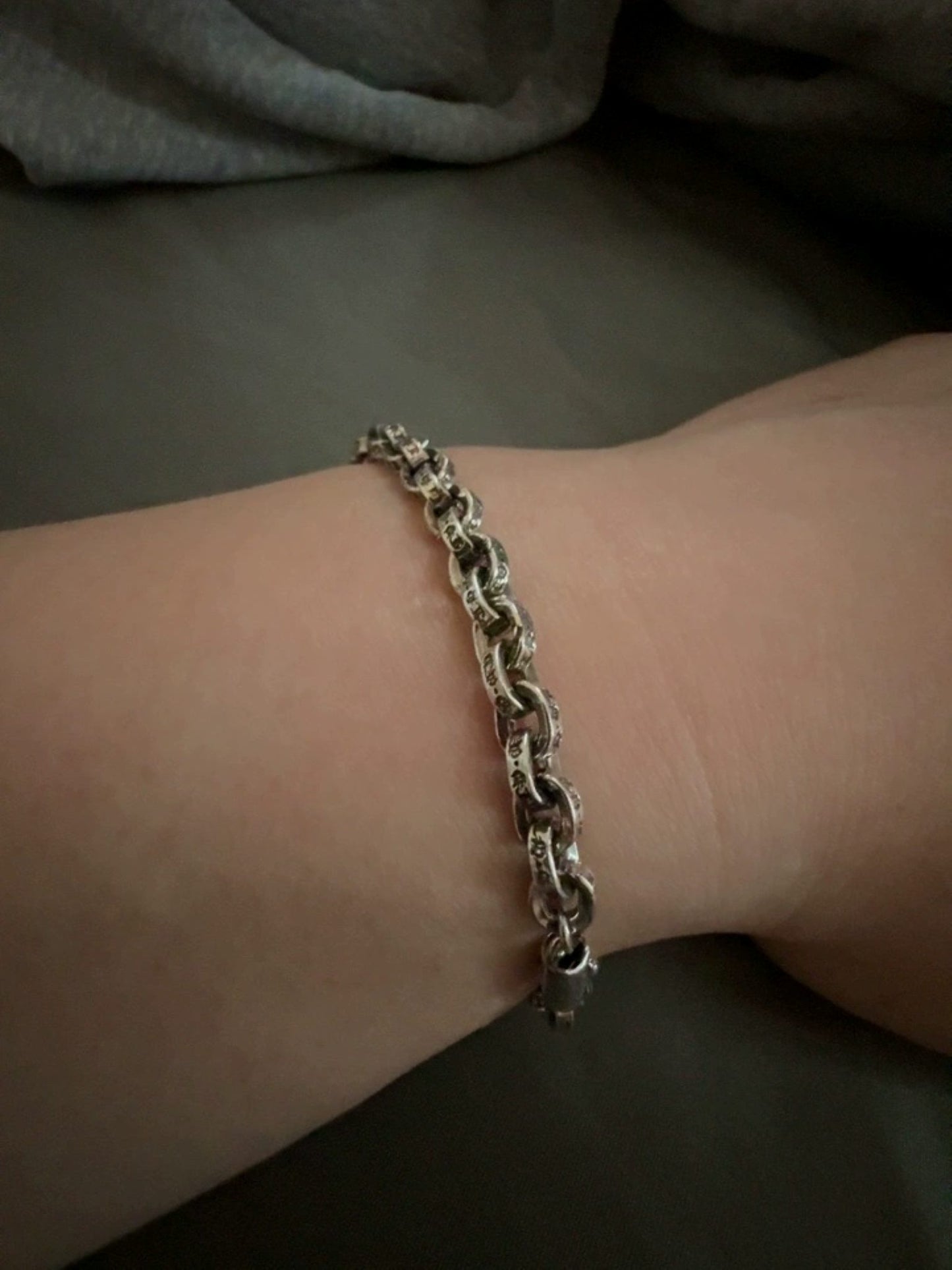 Chrome Hearts Letters Paper Chain Bracelet, Sterling Silver Punk Statement Bracelets