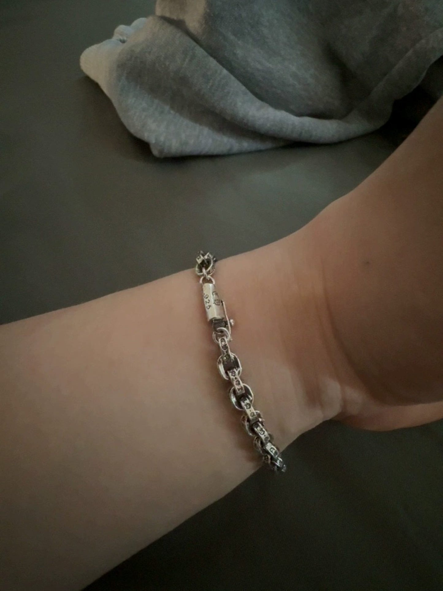 Chrome Hearts Letters Paper Chain Bracelet, Sterling Silver Punk Statement Bracelets