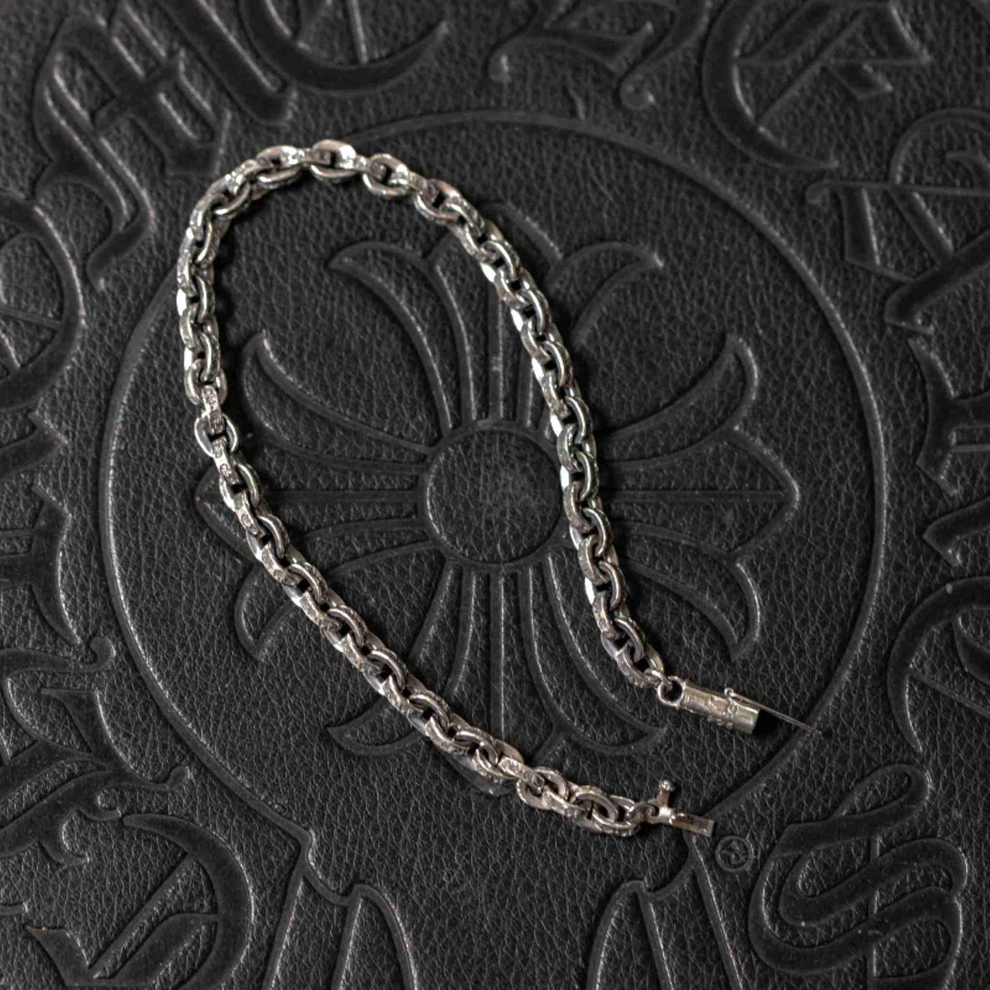 Chrome Hearts Letters Paper Chain Bracelet, Sterling Silver Punk Statement Bracelets