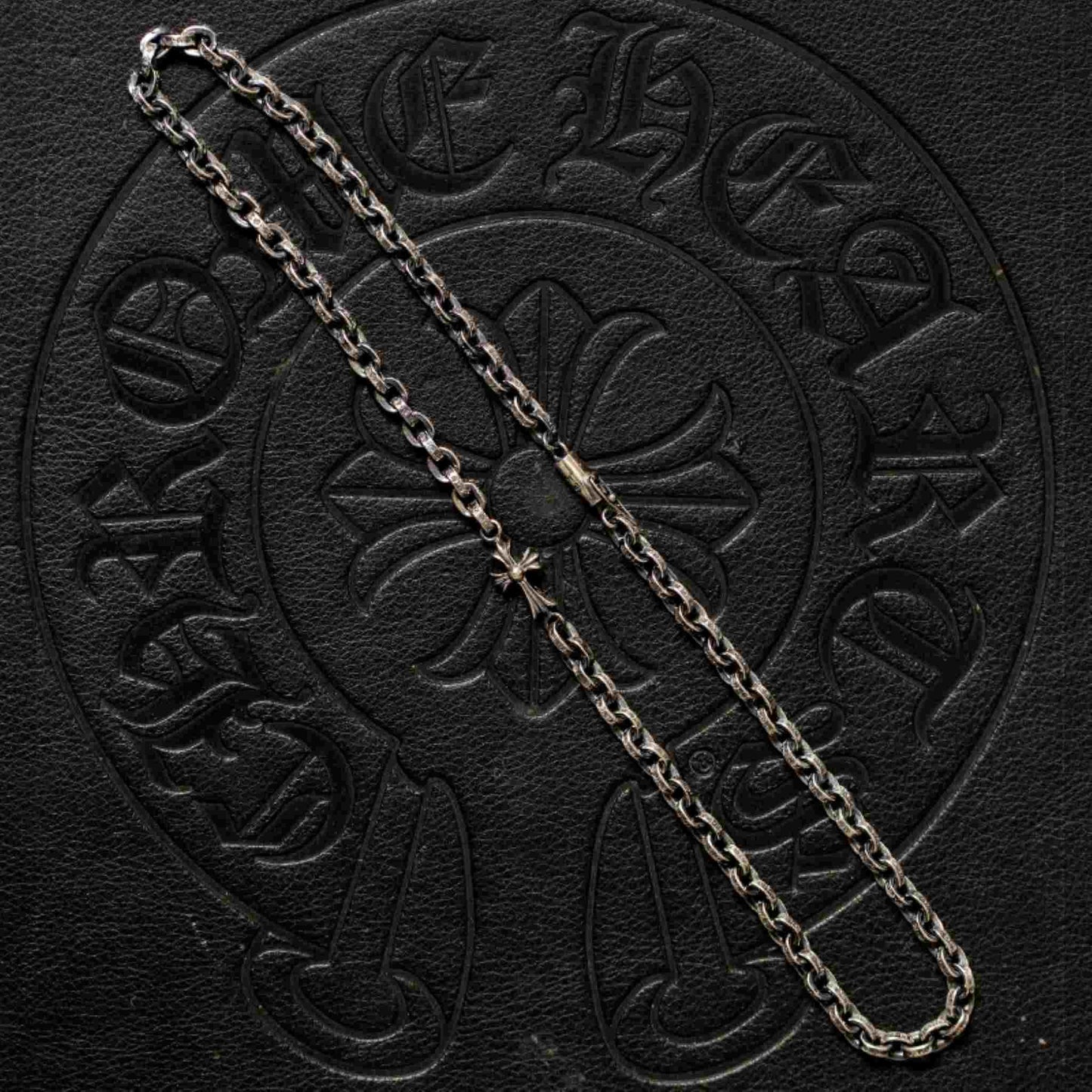 Chrome Hearts Cross Babyfat Charm with Paper Chain Necklace, 925 Silver Letters Chain Necklaces