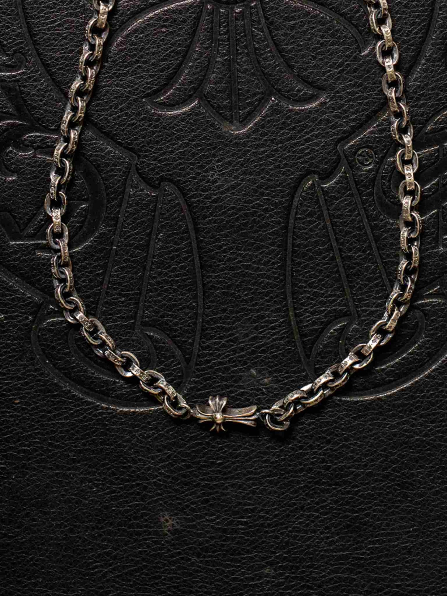 Chrome Hearts Cross Babyfat Charm with Paper Chain Necklace, 925 Silver Letters Chain Necklaces