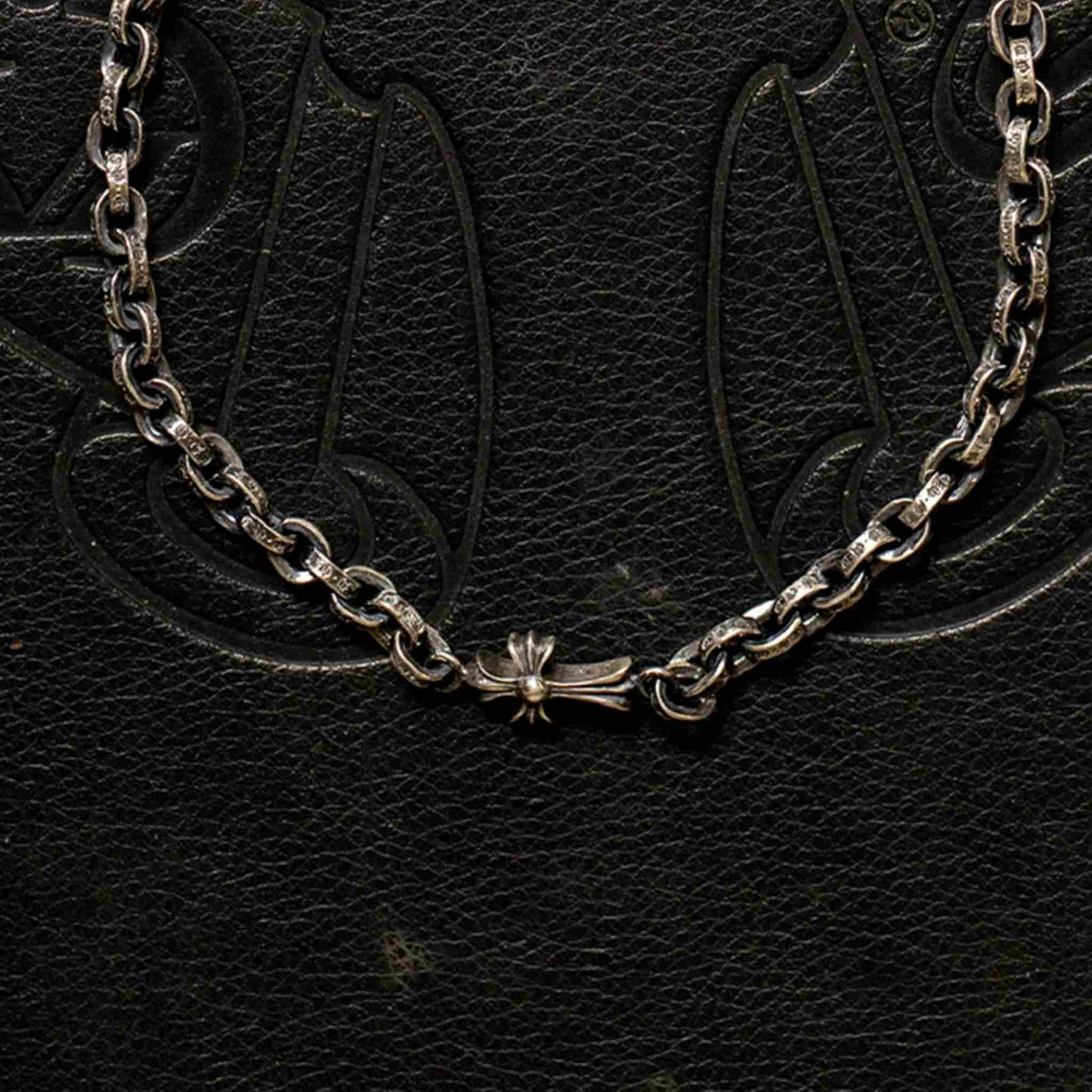 Chrome Hearts Cross Babyfat Charm with Paper Chain Necklace, 925 Silver Letters Chain Necklaces