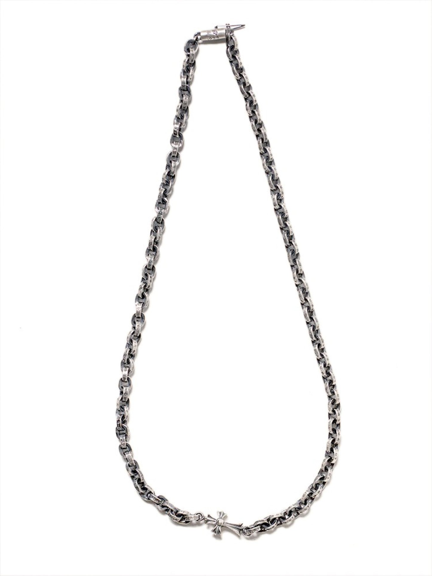 Chrome Hearts Cross Babyfat Charm with Paper Chain Necklace, 925 Silver Letters Chain Necklaces