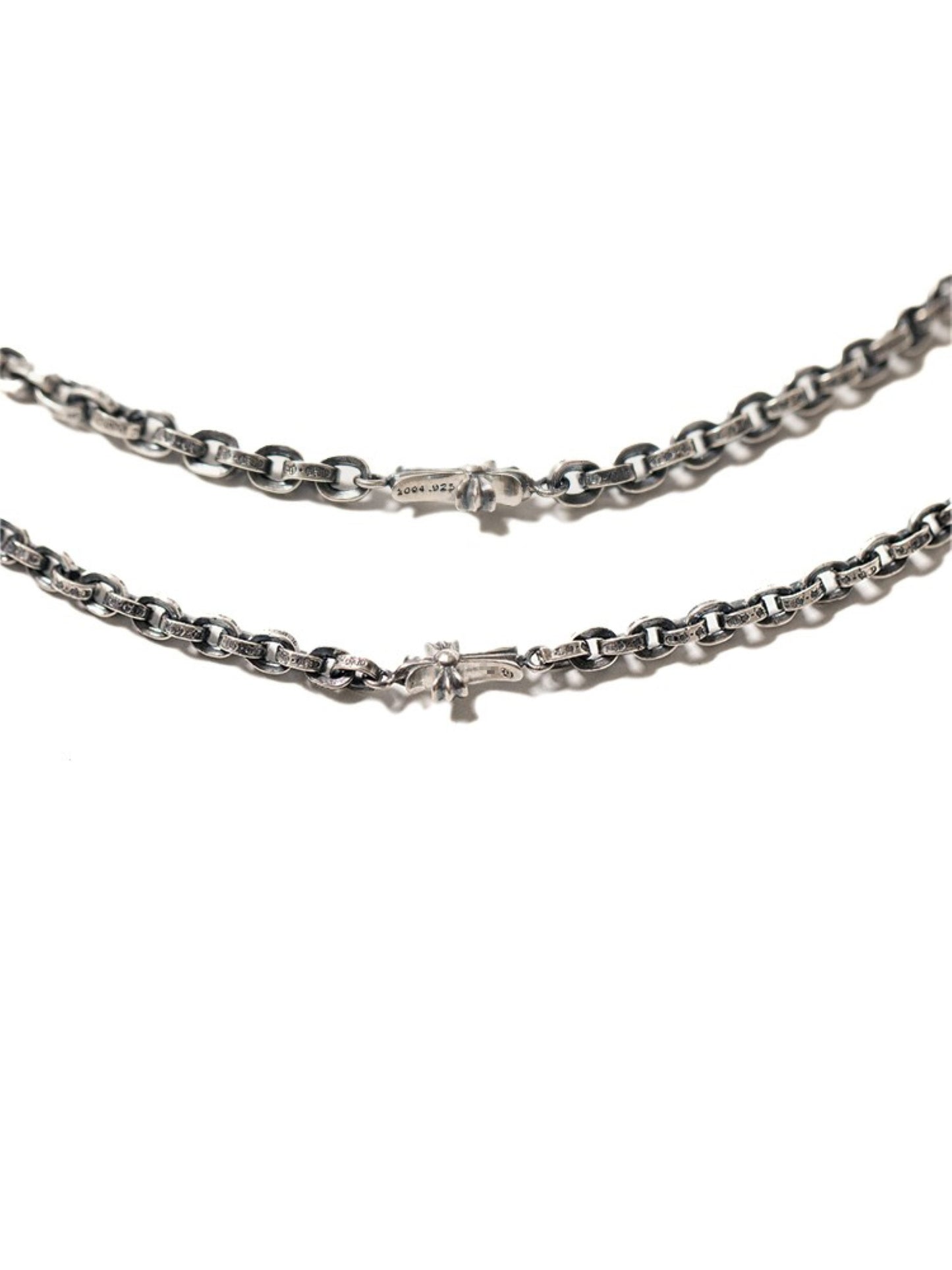 Chrome Hearts Cross Babyfat Charm with Paper Chain Necklace, 925 Silver Letters Chain Necklaces