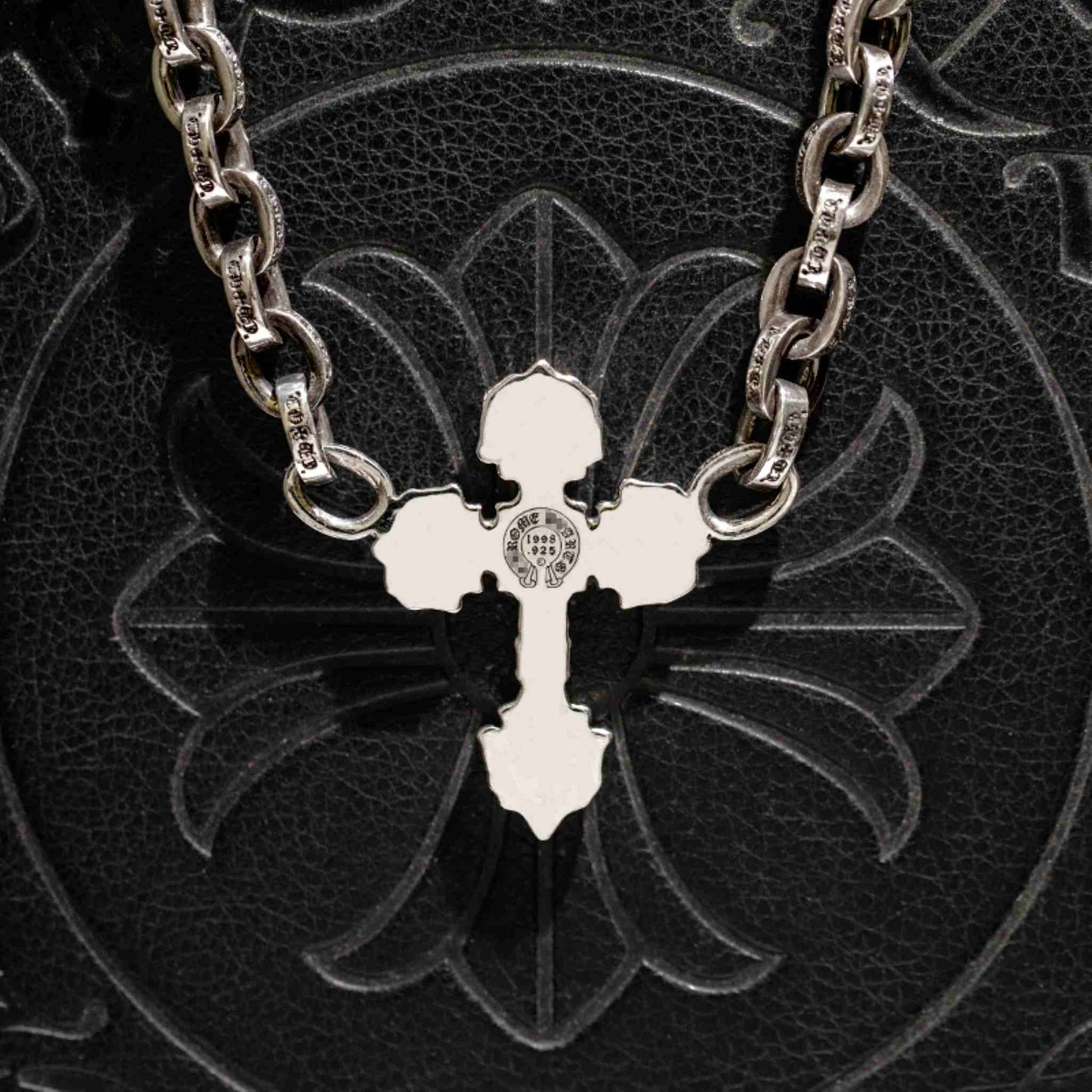 Chrome Hearts 8mm Paper Chain Flaming Cross Pendant Necklace, 925 Silver Letters Chunky Chain Necklaces