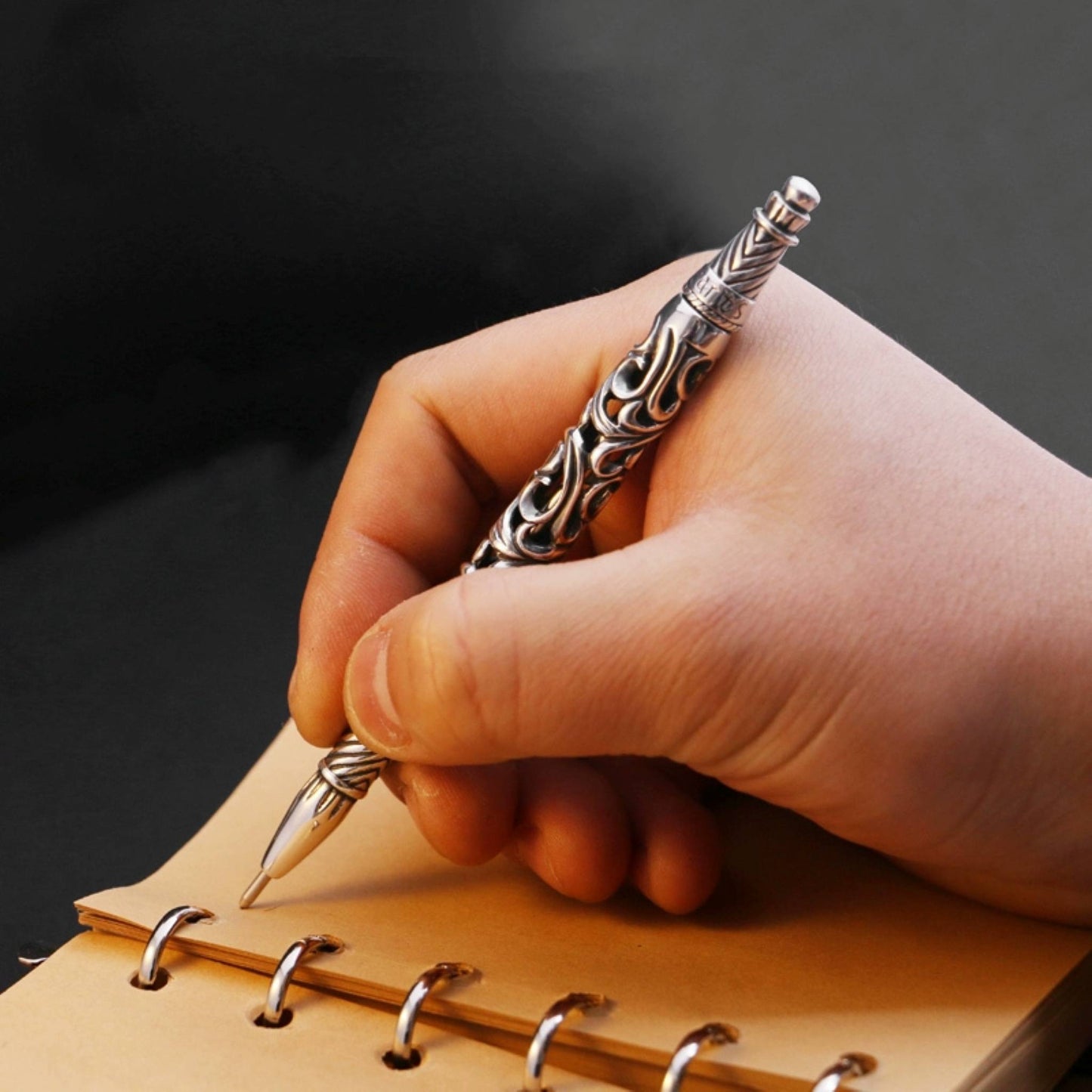 925 Sterling Hollow Vine Silver Pen Tube, Chrome Hearts Punk Statement  Accessories