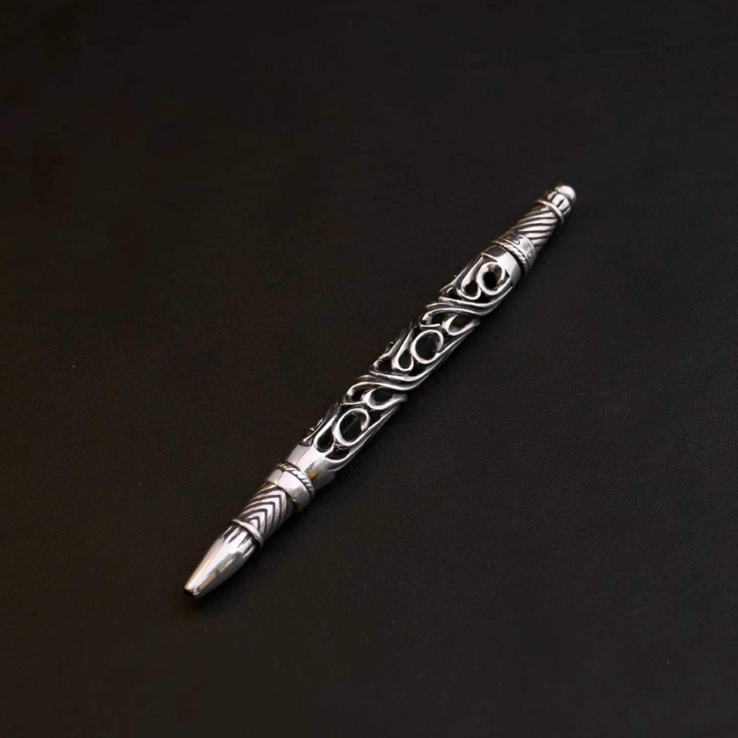 925 Sterling Hollow Vine Silver Pen Tube, Chrome Hearts Punk Statement  Accessories