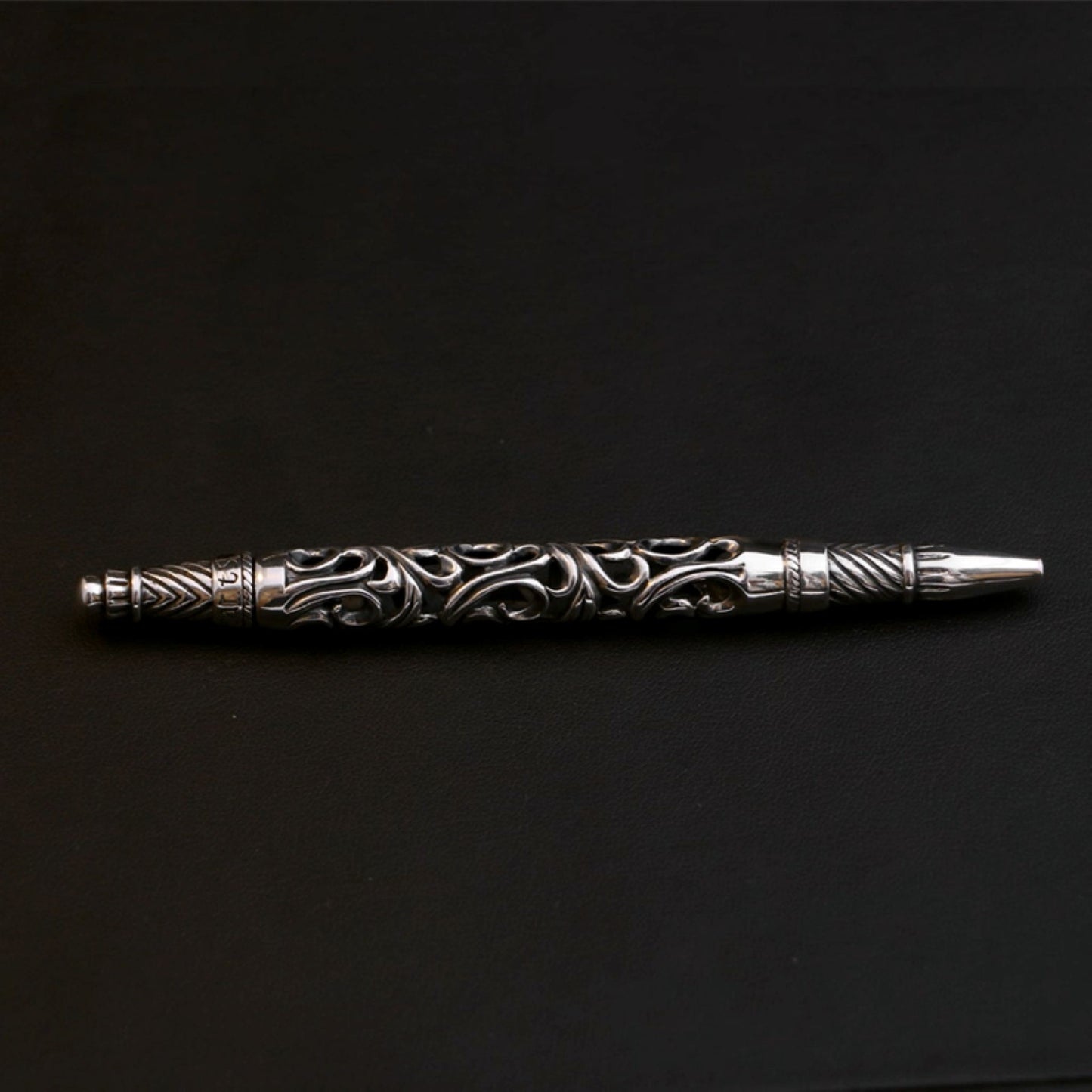925 Sterling Hollow Vine Silver Pen Tube, Chrome Hearts Punk Statement  Accessories