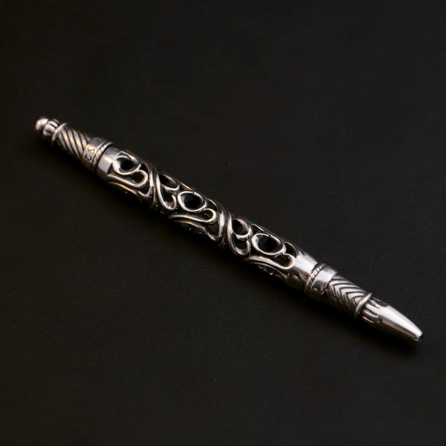 925 Sterling Hollow Vine Silver Pen Tube, Chrome Hearts Punk Statement  Accessories