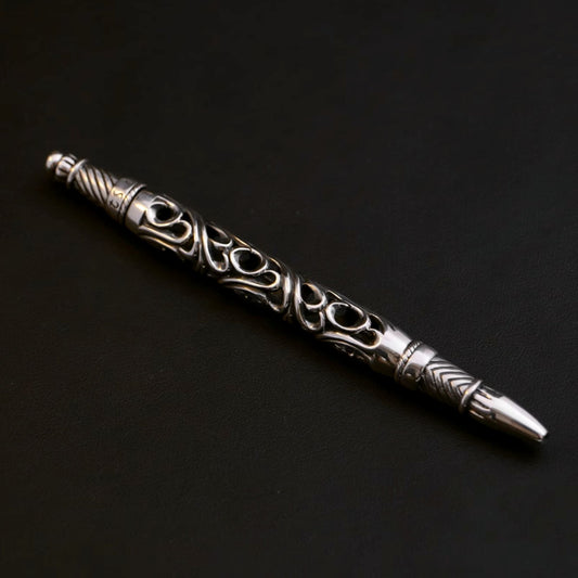 925 Sterling Hollow Vine Silver Pen Tube, Chrome Hearts Punk Statement  Accessories