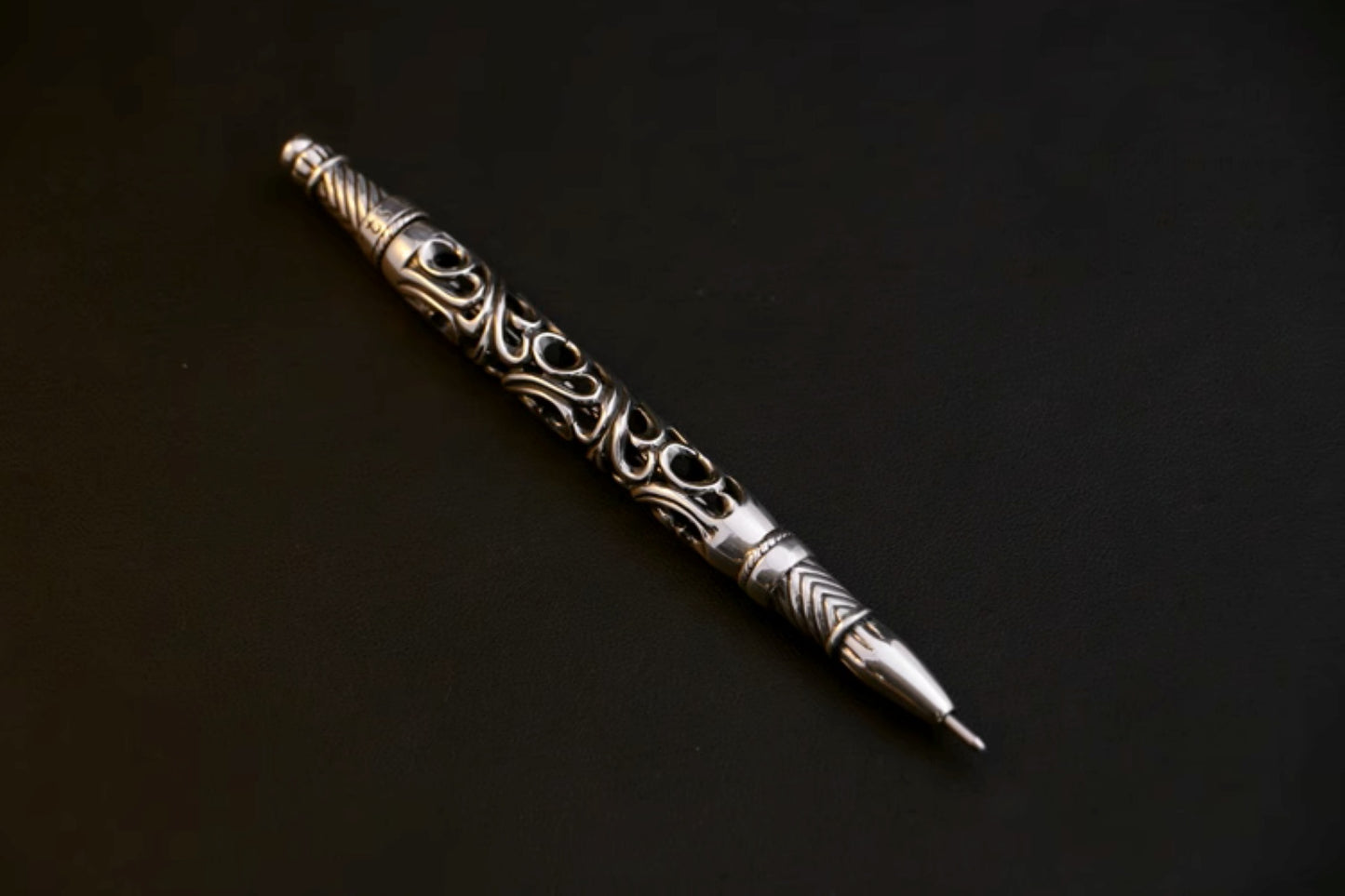 925 Sterling Hollow Vine Silver Pen Tube, Chrome Hearts Punk Statement  Accessories