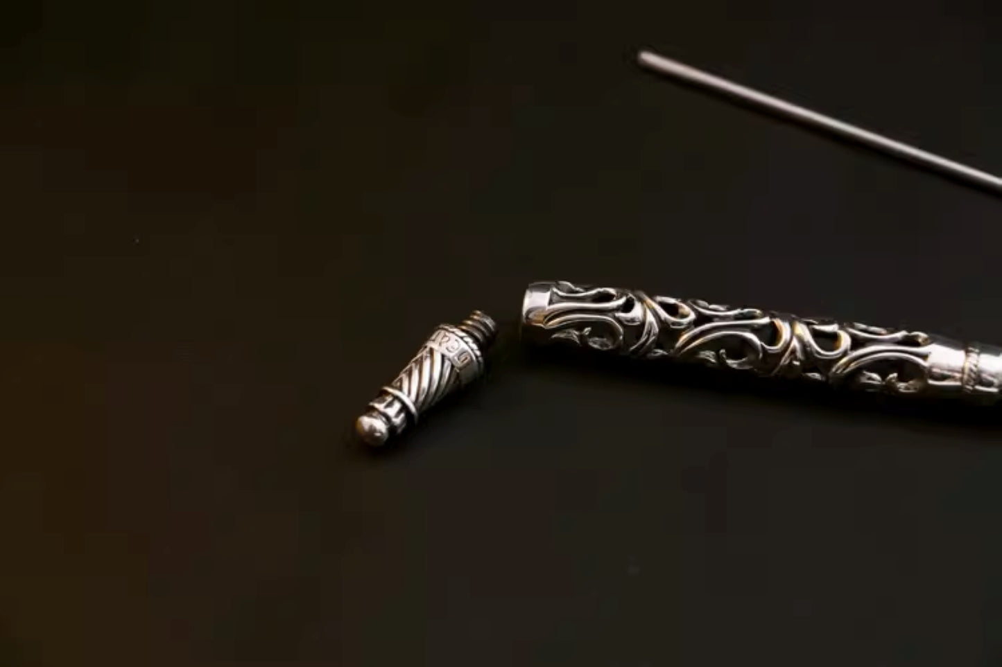 925 Sterling Hollow Vine Silver Pen Tube, Chrome Hearts Punk Statement  Accessories