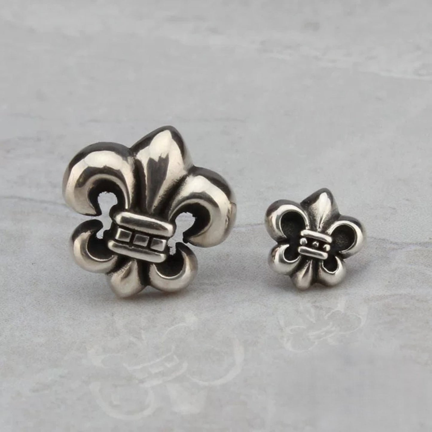 Chrome Hearts Scout Flower Fleur-de-lis Earring, Sterling Silver Punk Statement Stud Earrings