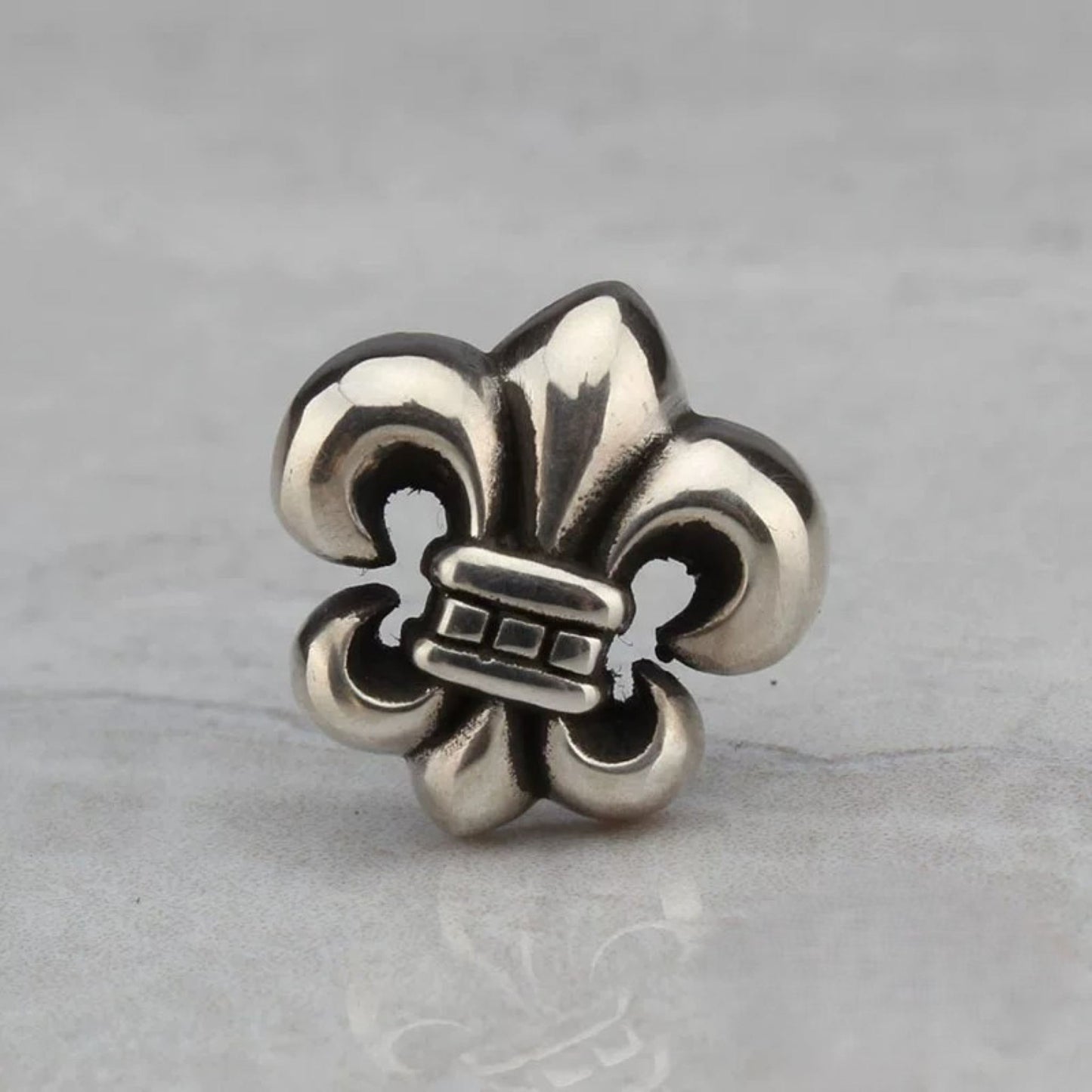 Chrome Hearts Scout Flower Fleur-de-lis Earring, Sterling Silver Punk Statement Stud Earrings