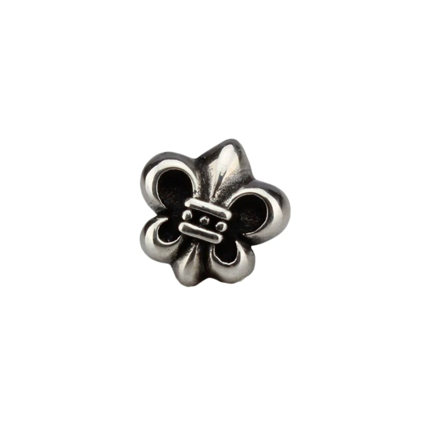 Chrome Hearts Scout Flower Fleur-de-lis Earring, Sterling Silver Punk Statement Stud Earrings