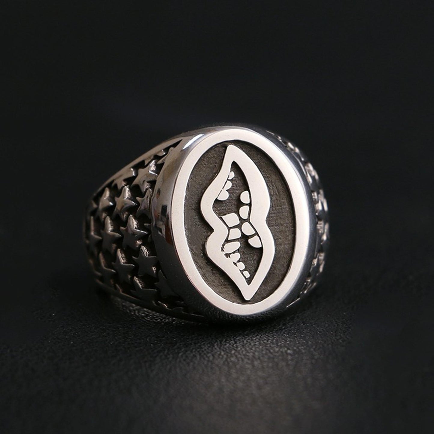 Chrome Hearts Gothic Graffiti Signet Ring, Sterling Punk Statement Silver Rings