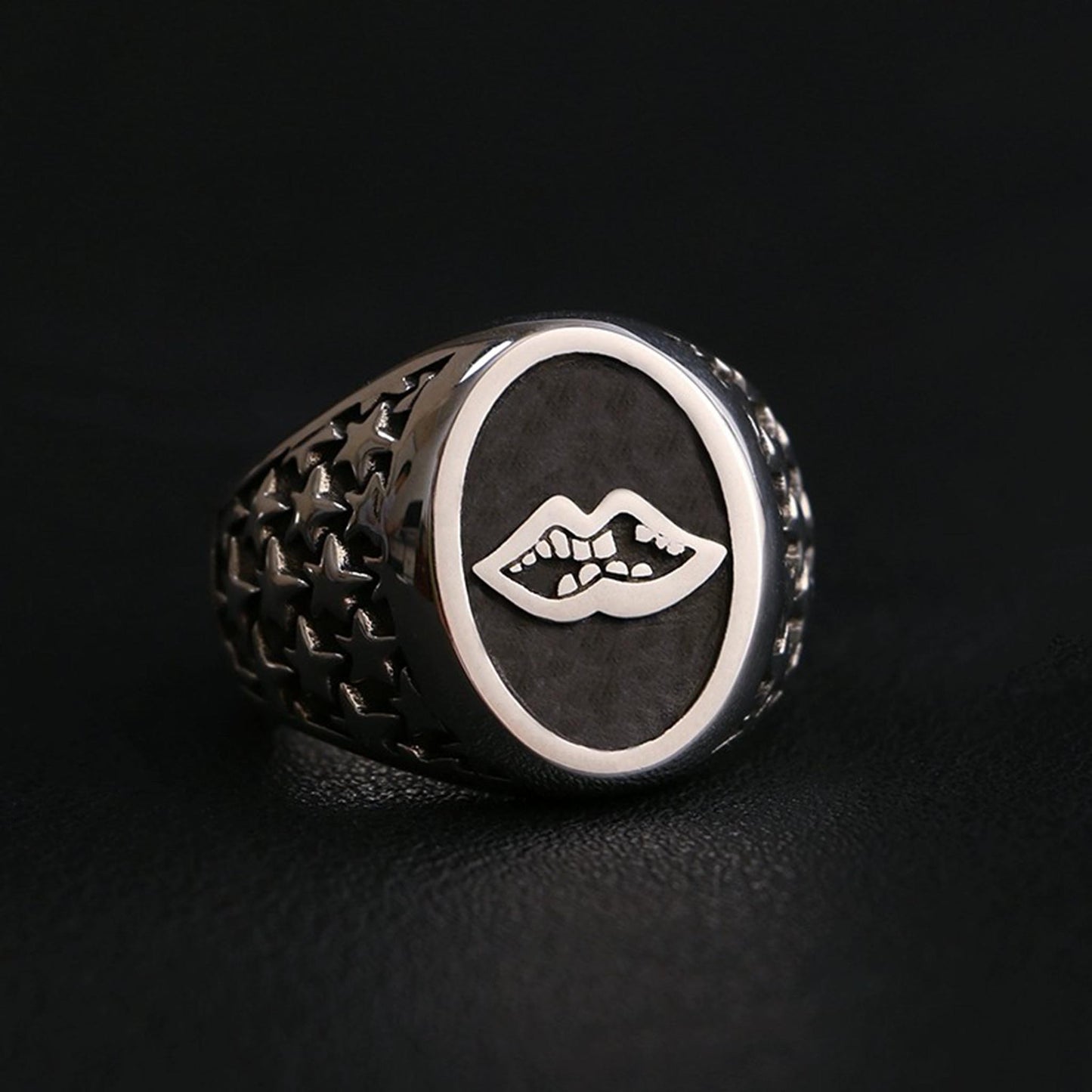 Chrome Hearts Gothic Graffiti Signet Ring, Sterling Punk Statement Silver Rings